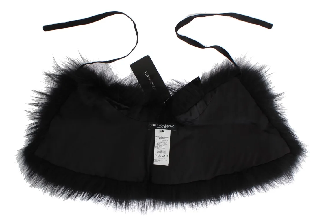 Black Fox Fur Collar Scarf - Image 5