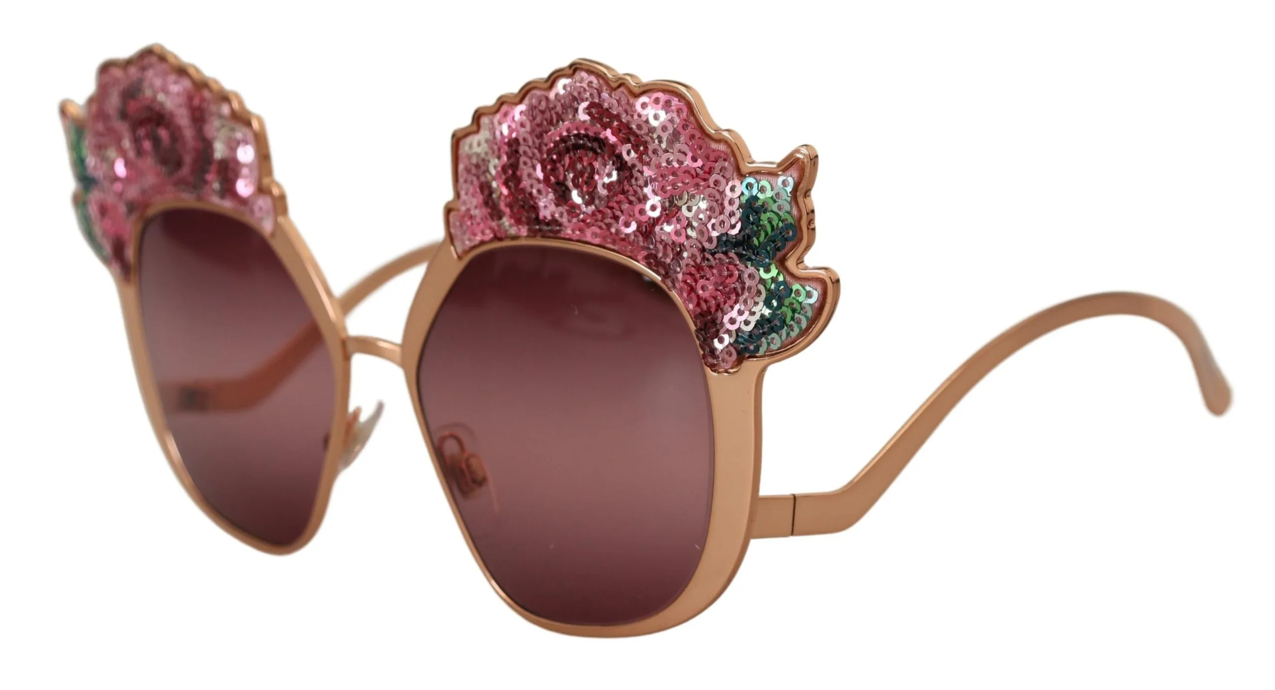 Pink Gold Rose Sequin Embroidery DG2202 Sunglasses - Image 2