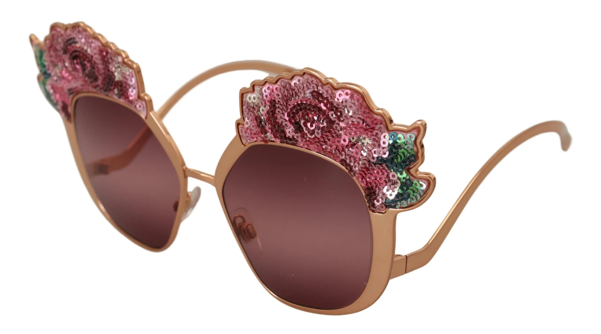 Pink Gold Rose Sequin Embroidery DG2202 Sunglasses - Image 3