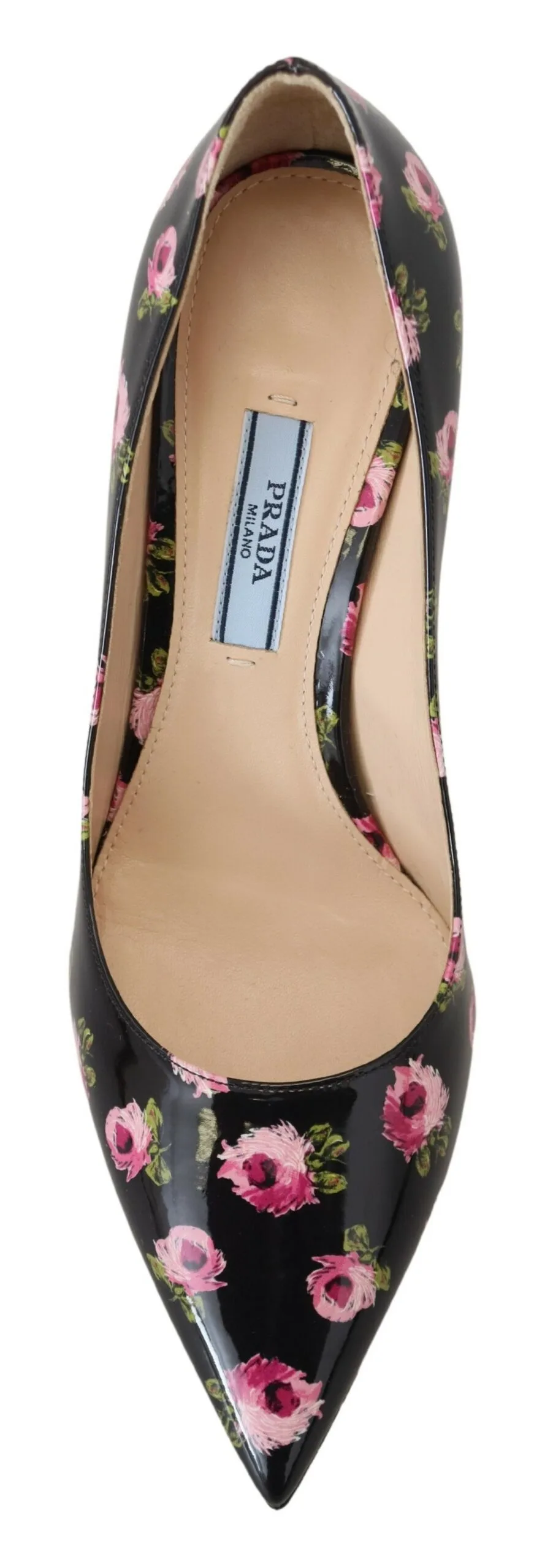 Black Leather Floral Heels Stilettos Pumps - Image 5