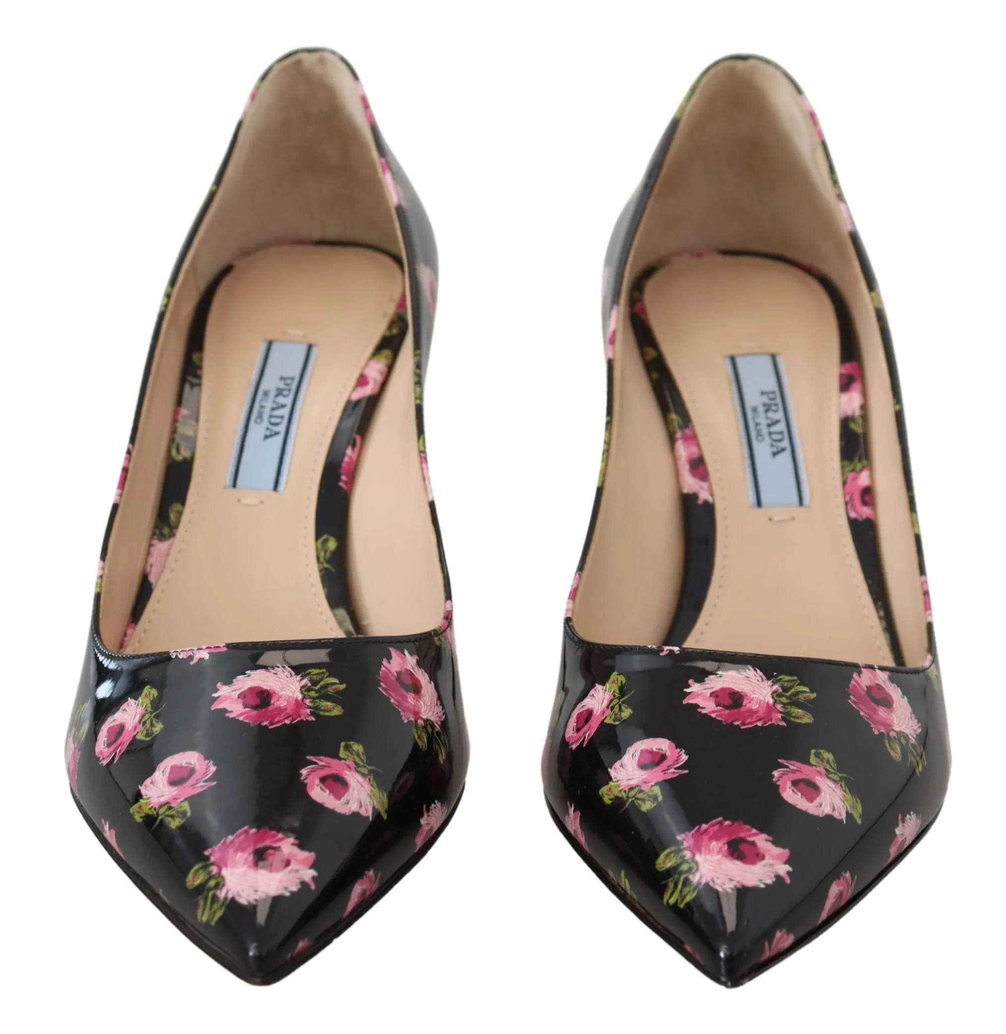 Black Leather Floral Heels Stilettos Pumps - Image 6