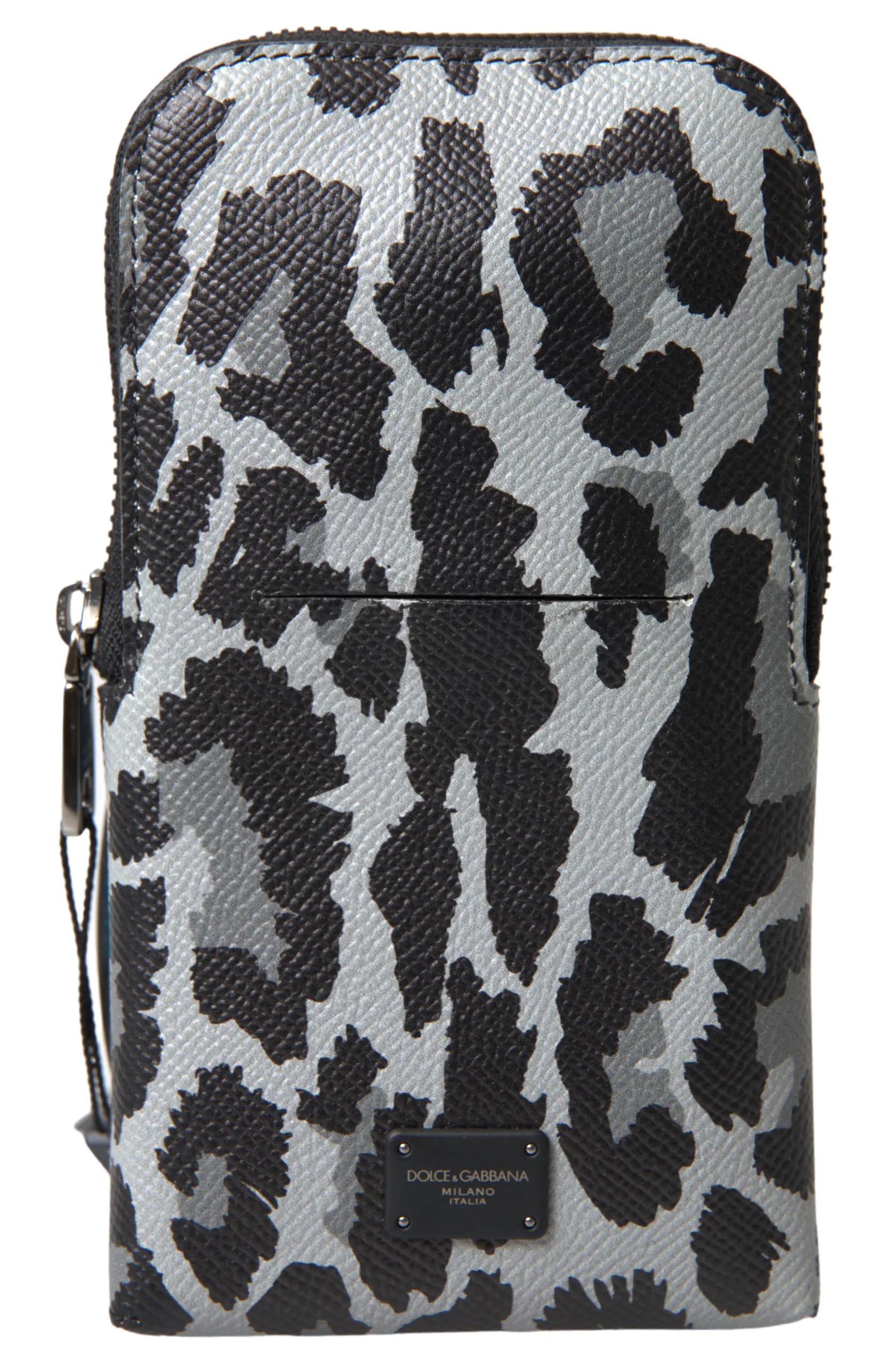 Gray Leopard Leather Men Purse Crossbody Sling Phone Bag - Image 2