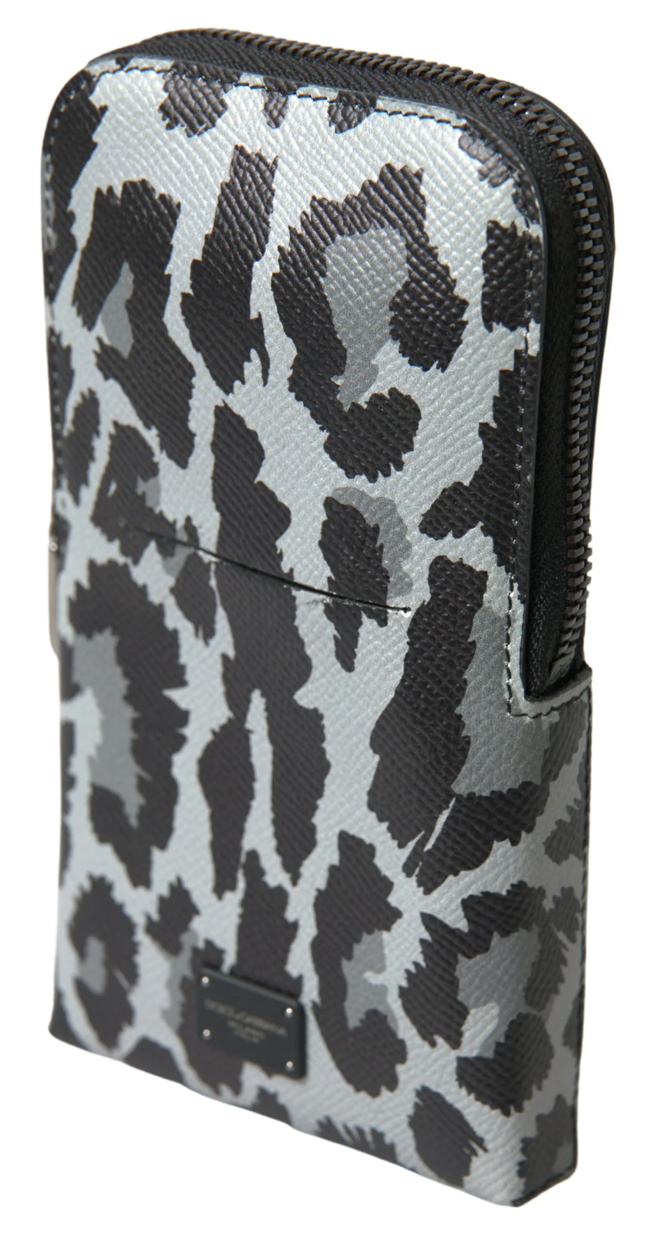 Gray Leopard Leather Men Purse Crossbody Sling Phone Bag - Image 3
