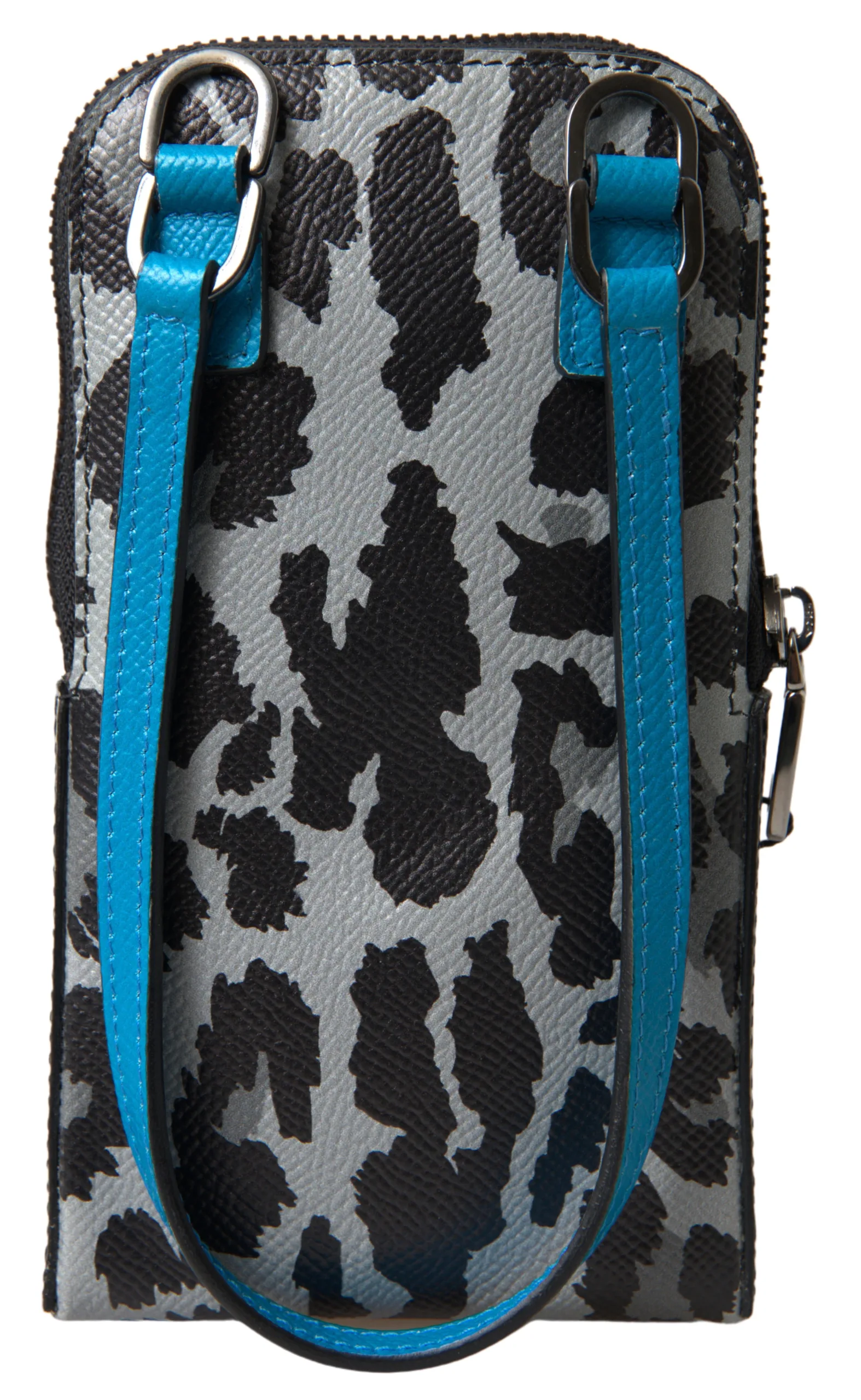 Gray Leopard Leather Men Purse Crossbody Sling Phone Bag - Image 4