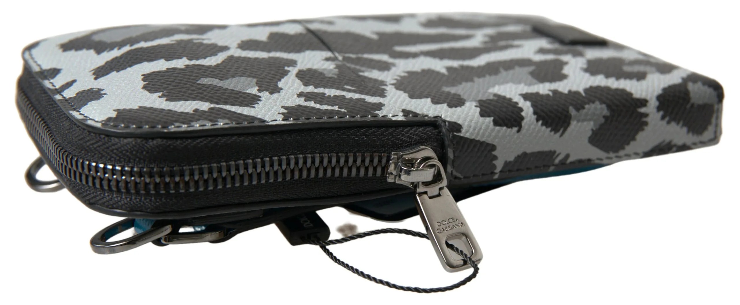 Gray Leopard Leather Men Purse Crossbody Sling Phone Bag - Image 5