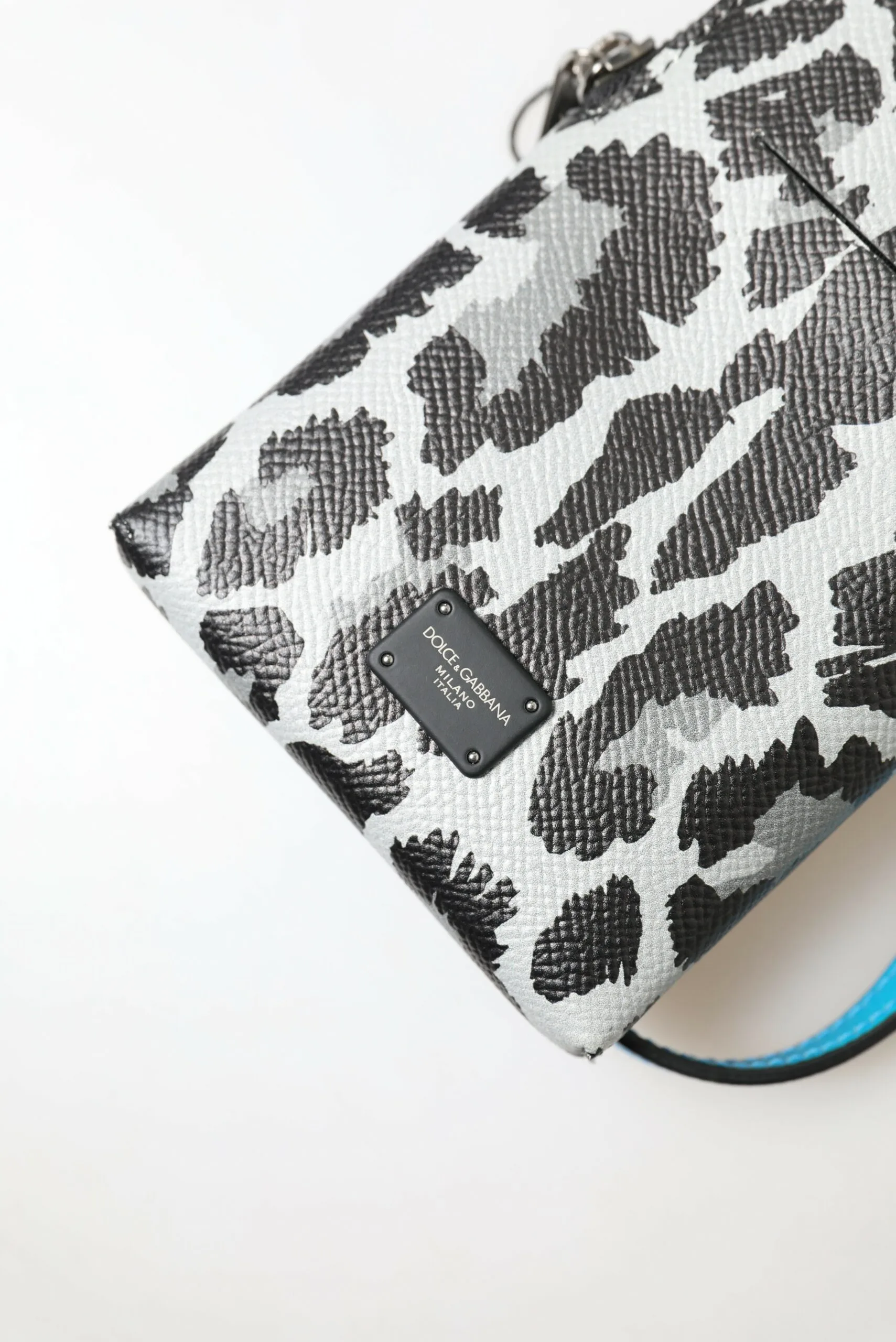Gray Leopard Leather Men Purse Crossbody Sling Phone Bag - Image 6