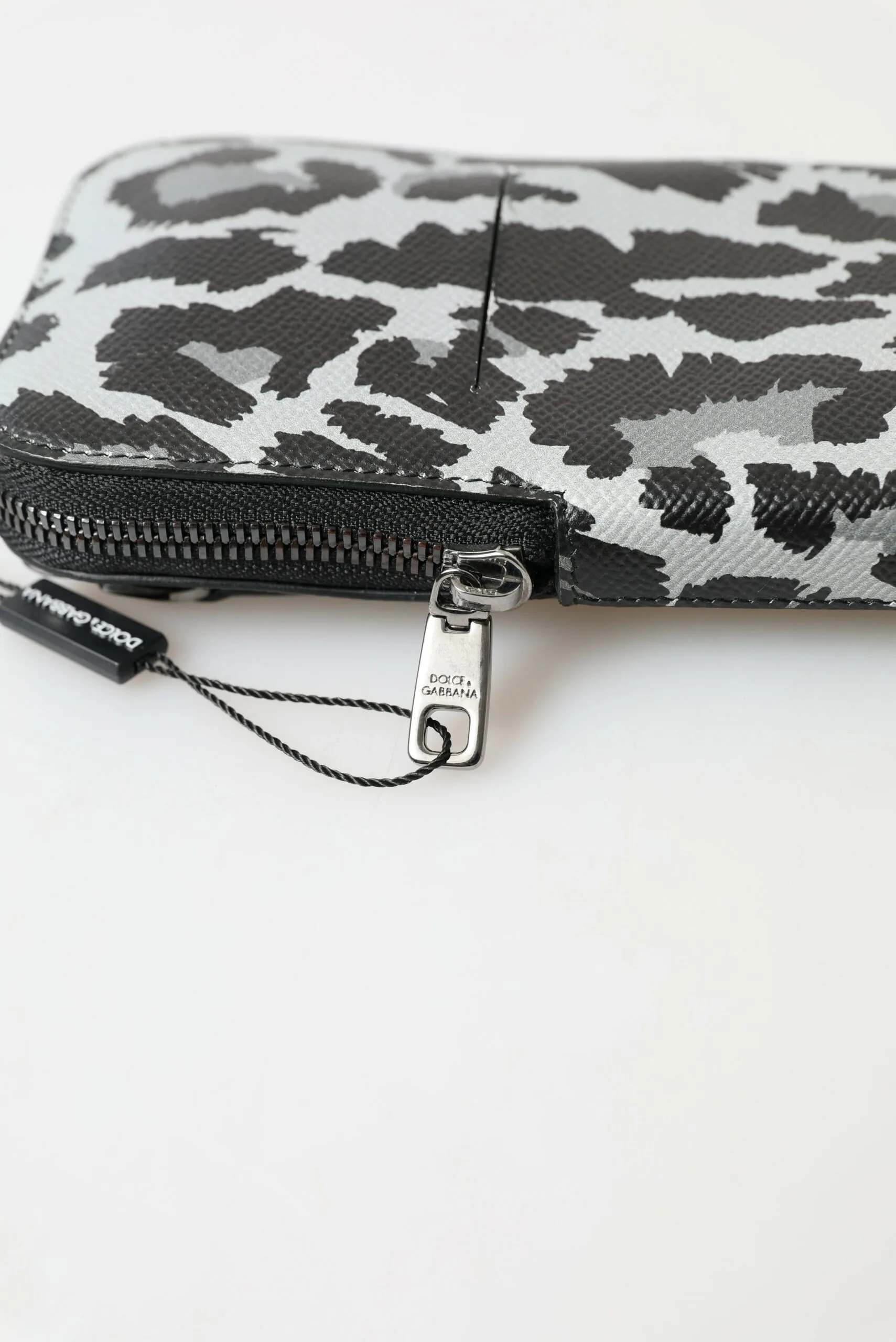 Gray Leopard Leather Men Purse Crossbody Sling Phone Bag - Image 7