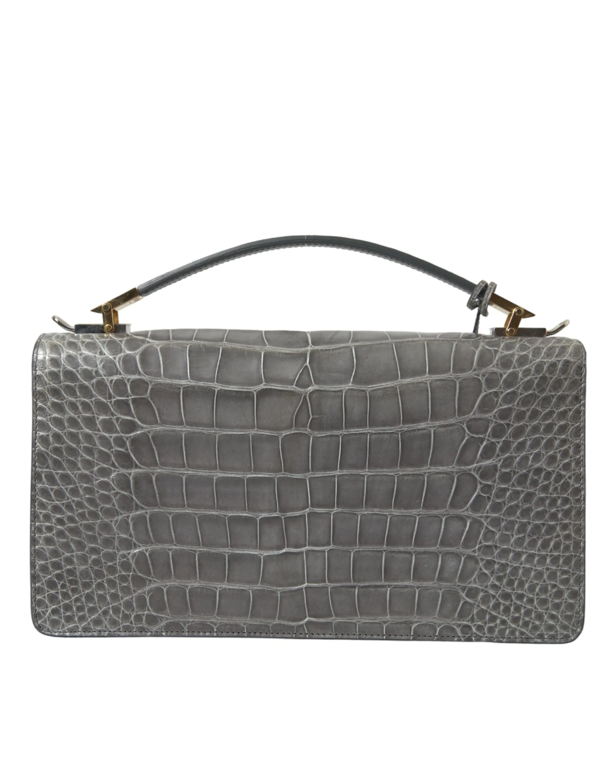 Gray Exotic Leather Medium Shoulder Hand Purse Bag - Image 3