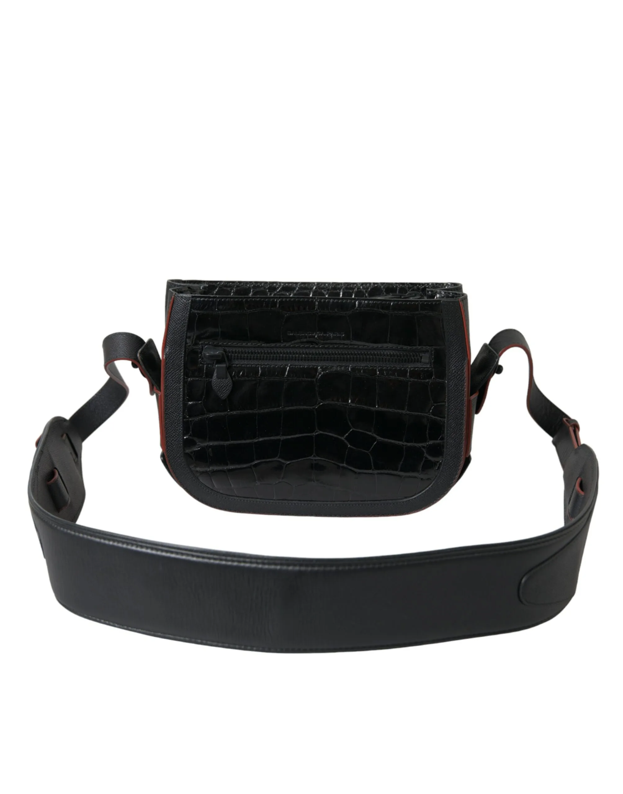 Black Exotic Leather Shoulder Crossbody Camera Bag - Image 2