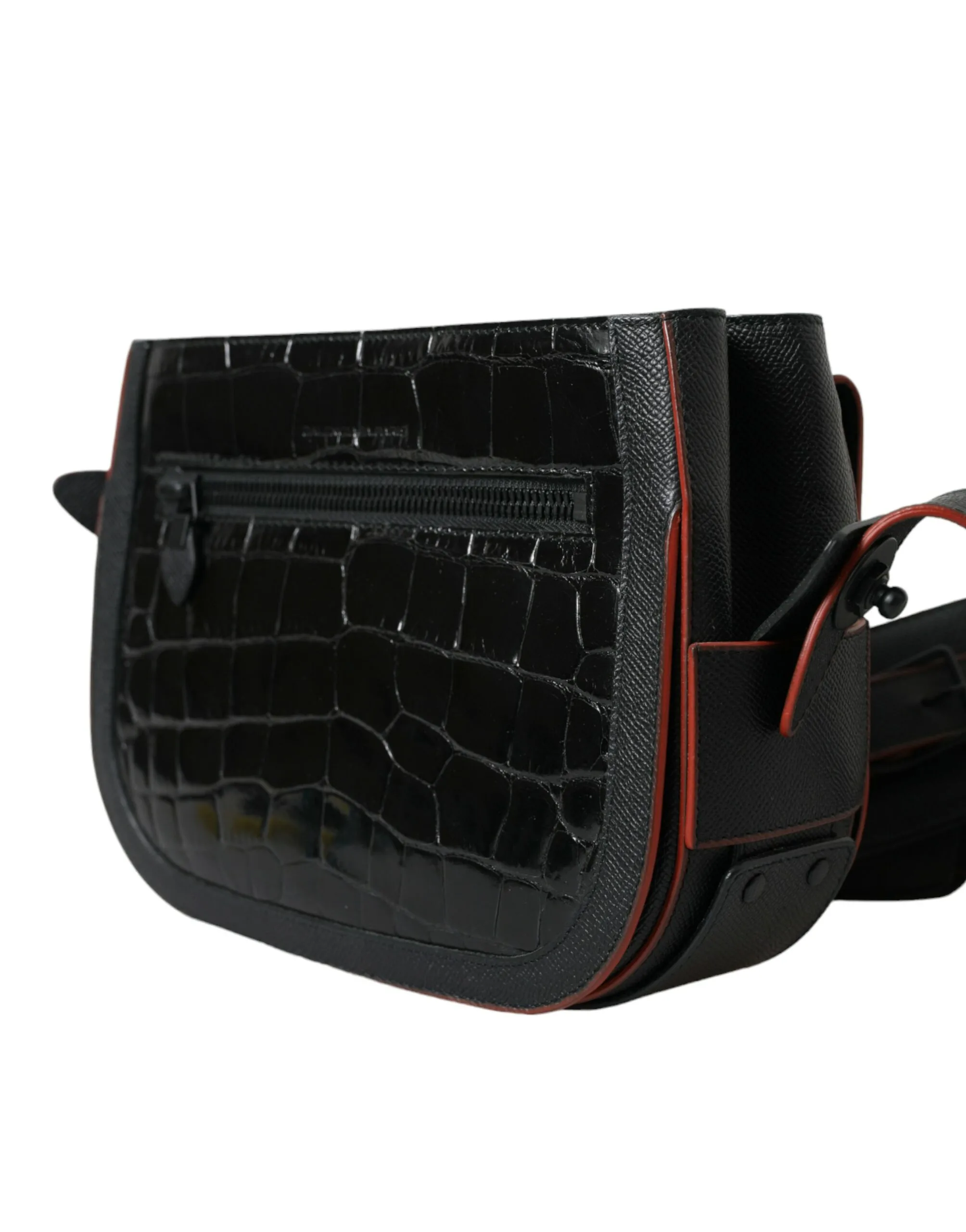 Black Exotic Leather Shoulder Crossbody Camera Bag - Image 4