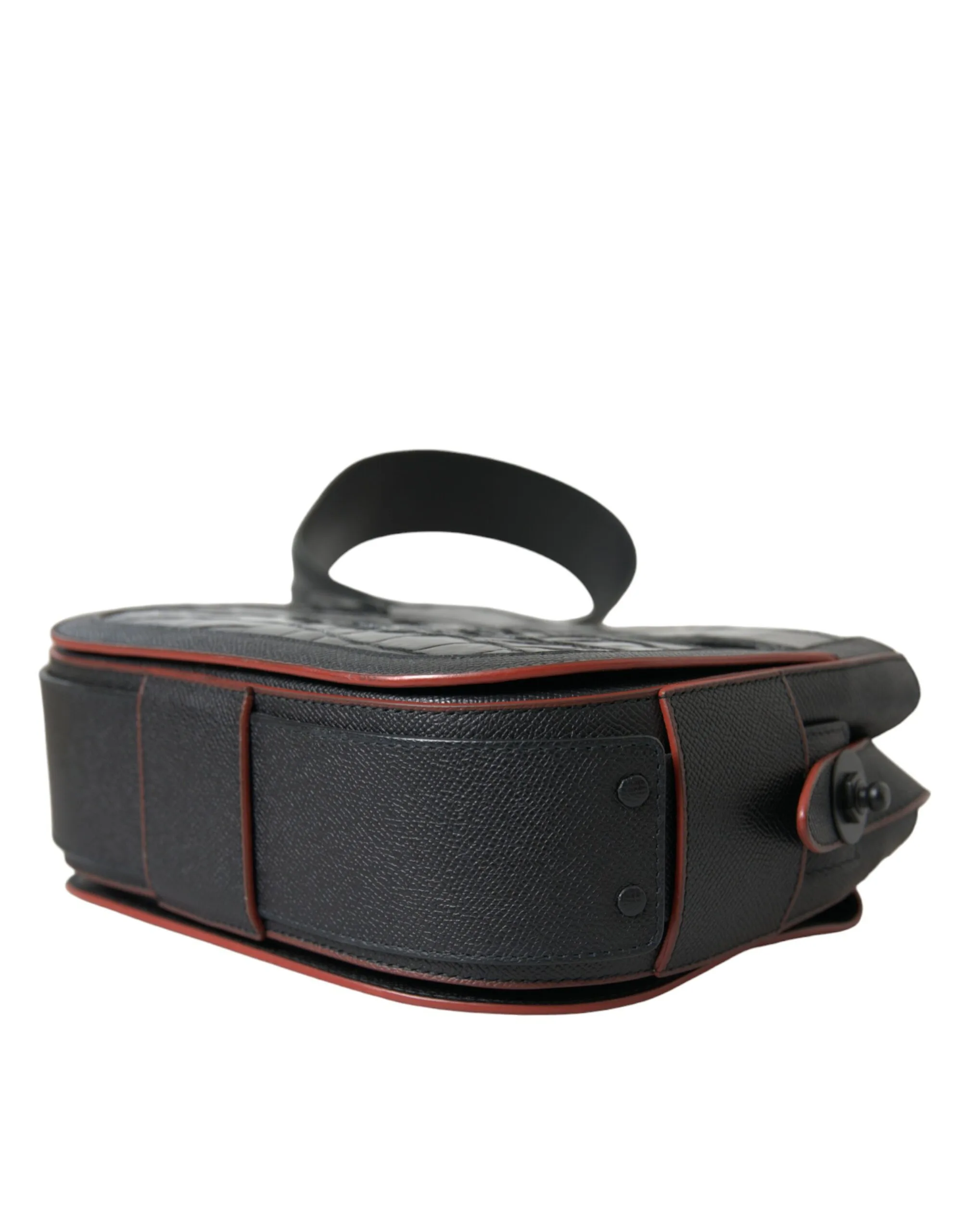 Black Exotic Leather Shoulder Crossbody Camera Bag - Image 5