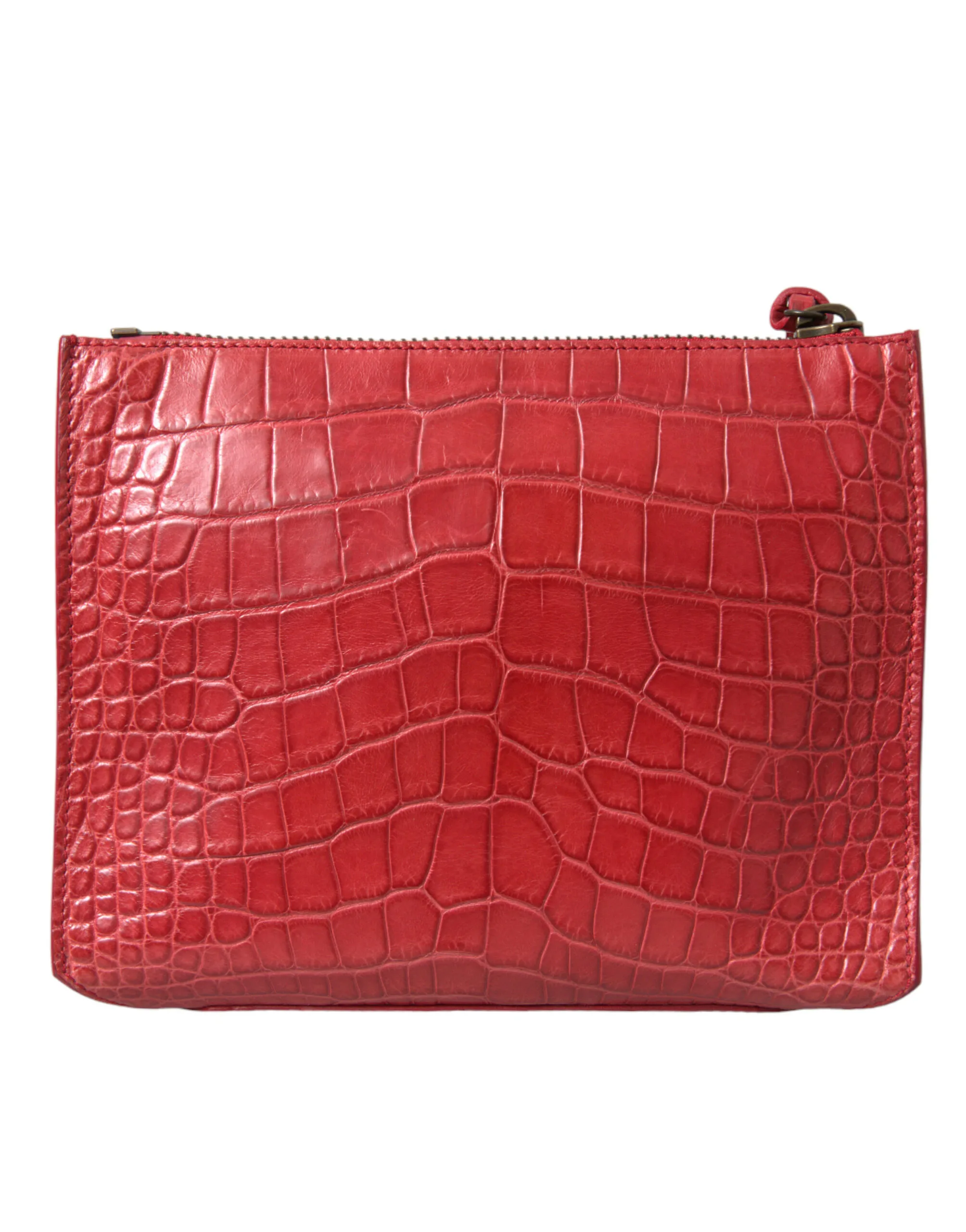 Red Exotic Skin Leather Classic Pouch Purse Wristlet Bag - Image 3