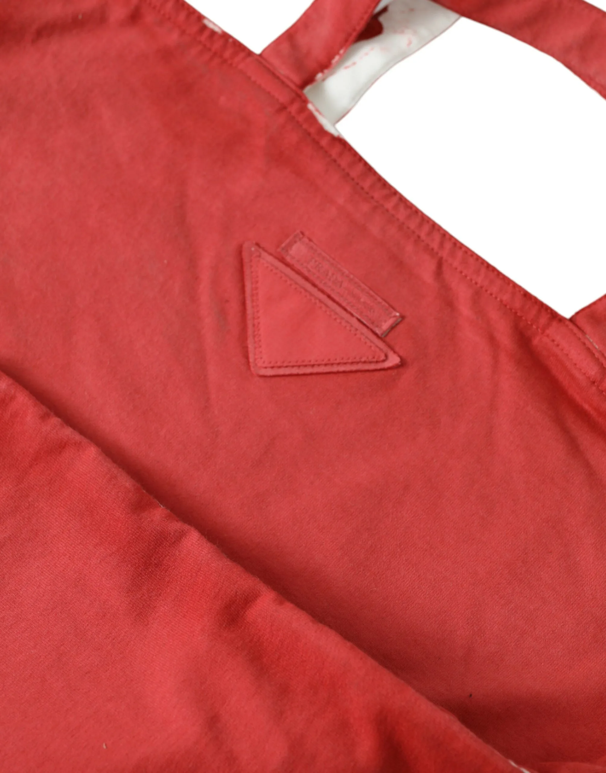 Red Jersey Fabric Logo Shoulder Shopping Tote Bag - Image 3