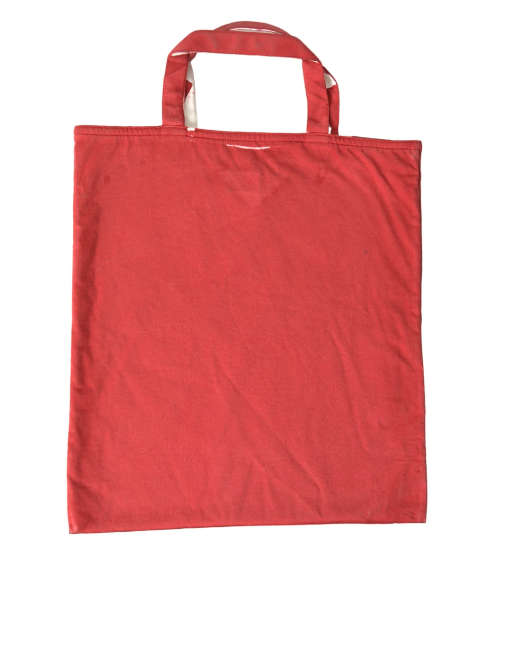 Red Jersey Fabric Logo Shoulder Shopping Tote Bag - Image 4