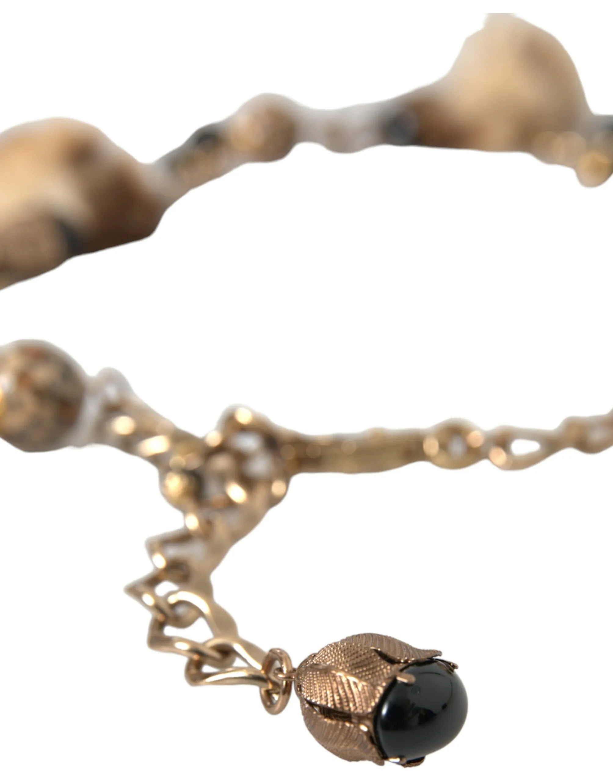 Gold Brass Leopard Fur Pearl Collier Chain Belt - Image 7