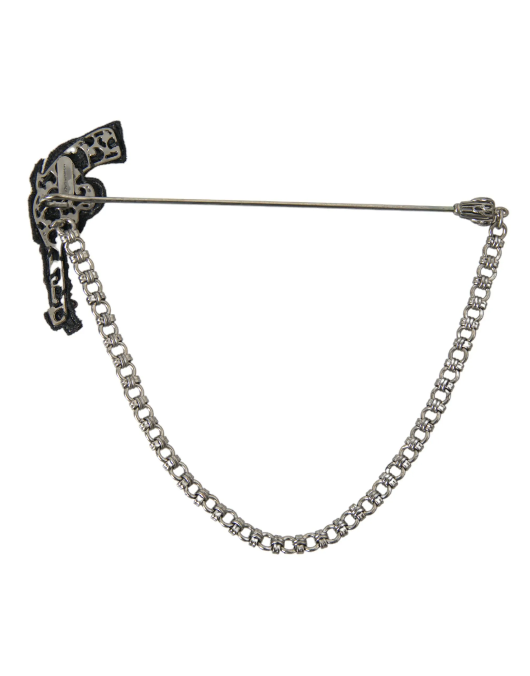 Brass Copper Silk Revolver Gun Men Brooch Lapel Pin - Image 2