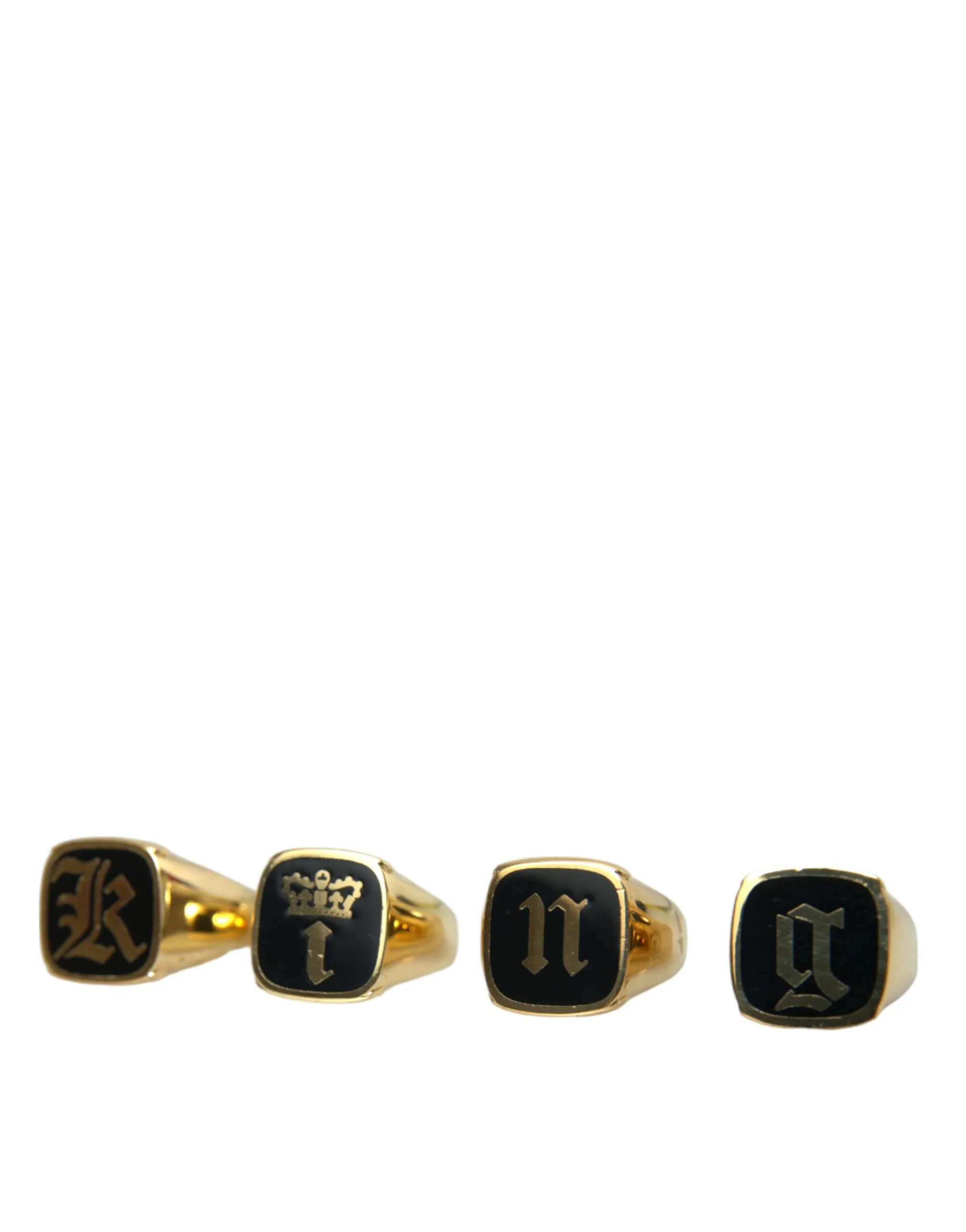 Gold Brass KING Enamel Set of 4 Ring - Image 2