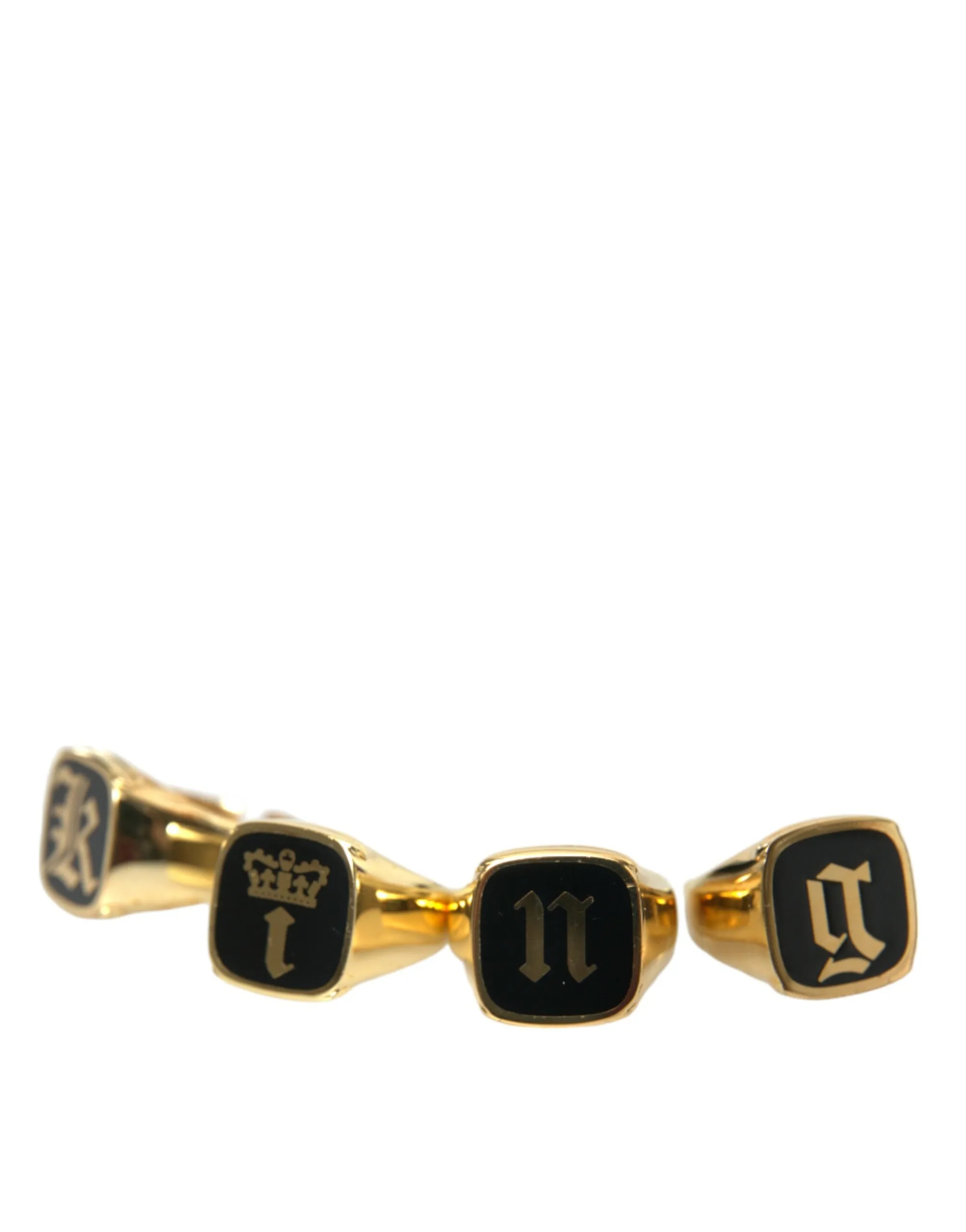 Gold Brass KING Enamel Set of 4 Ring - Image 3