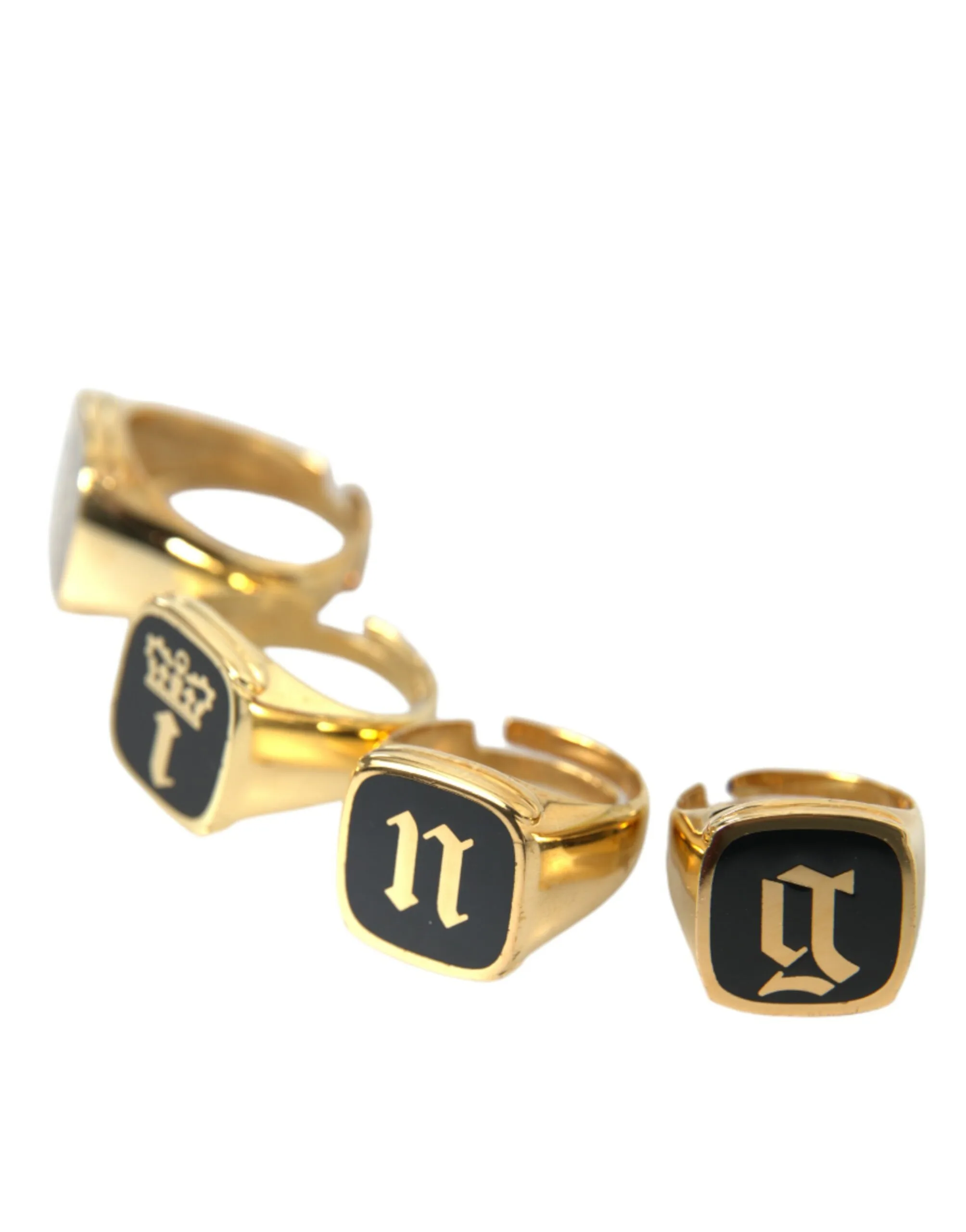 Gold Brass KING Enamel Set of 4 Ring - Image 4