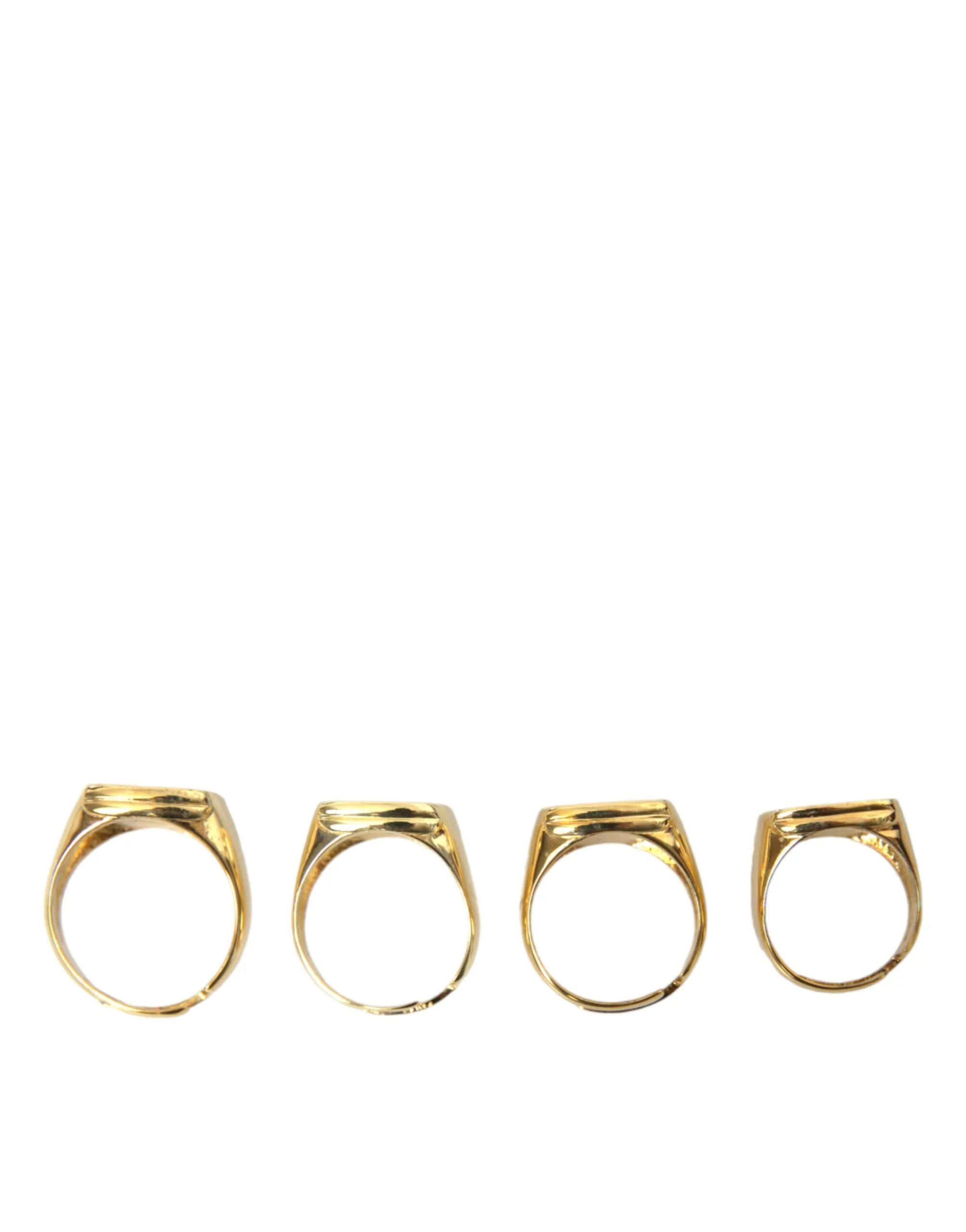 Gold Brass KING Enamel Set of 4 Ring - Image 6