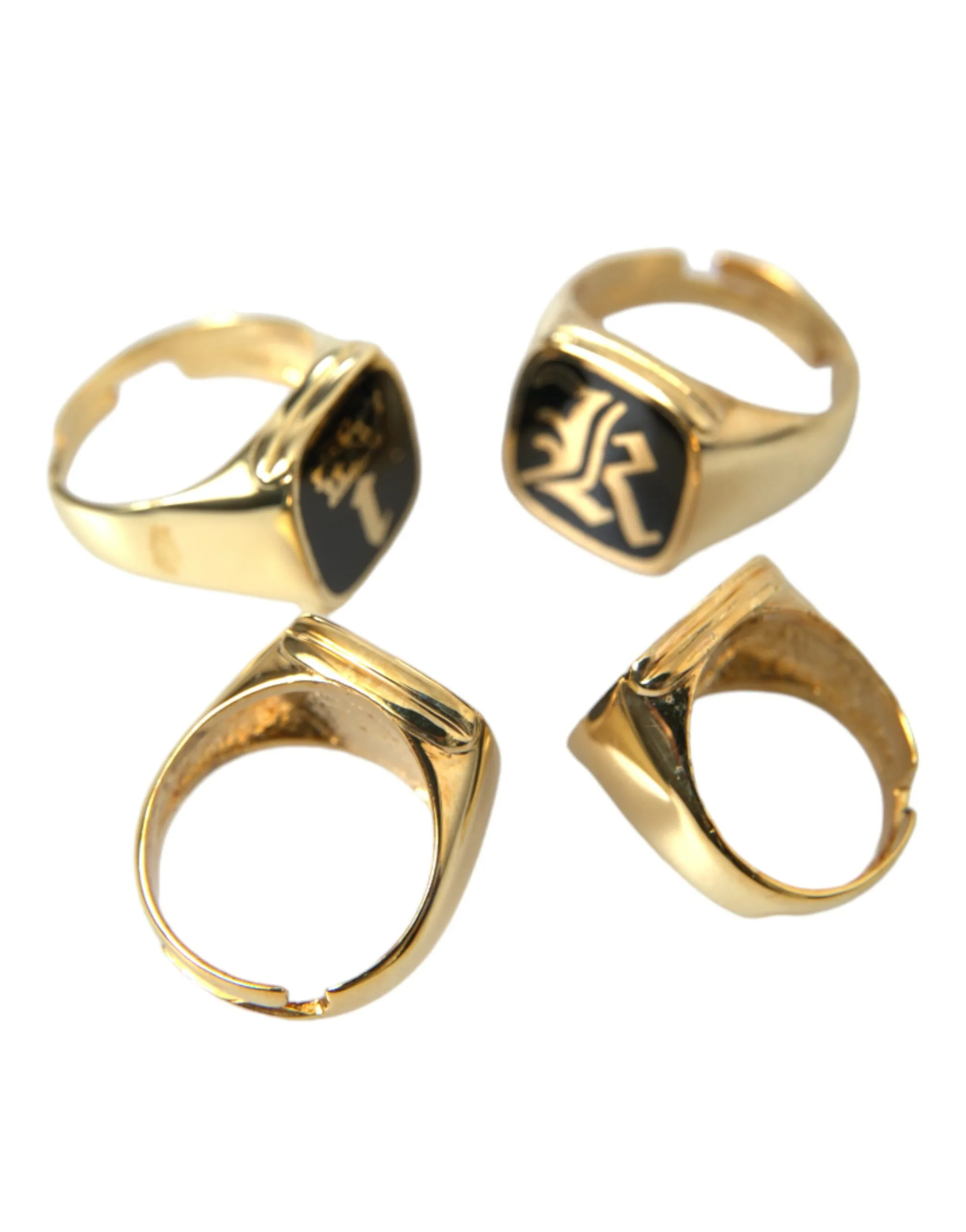 Gold Brass KING Enamel Set of 4 Ring - Image 7