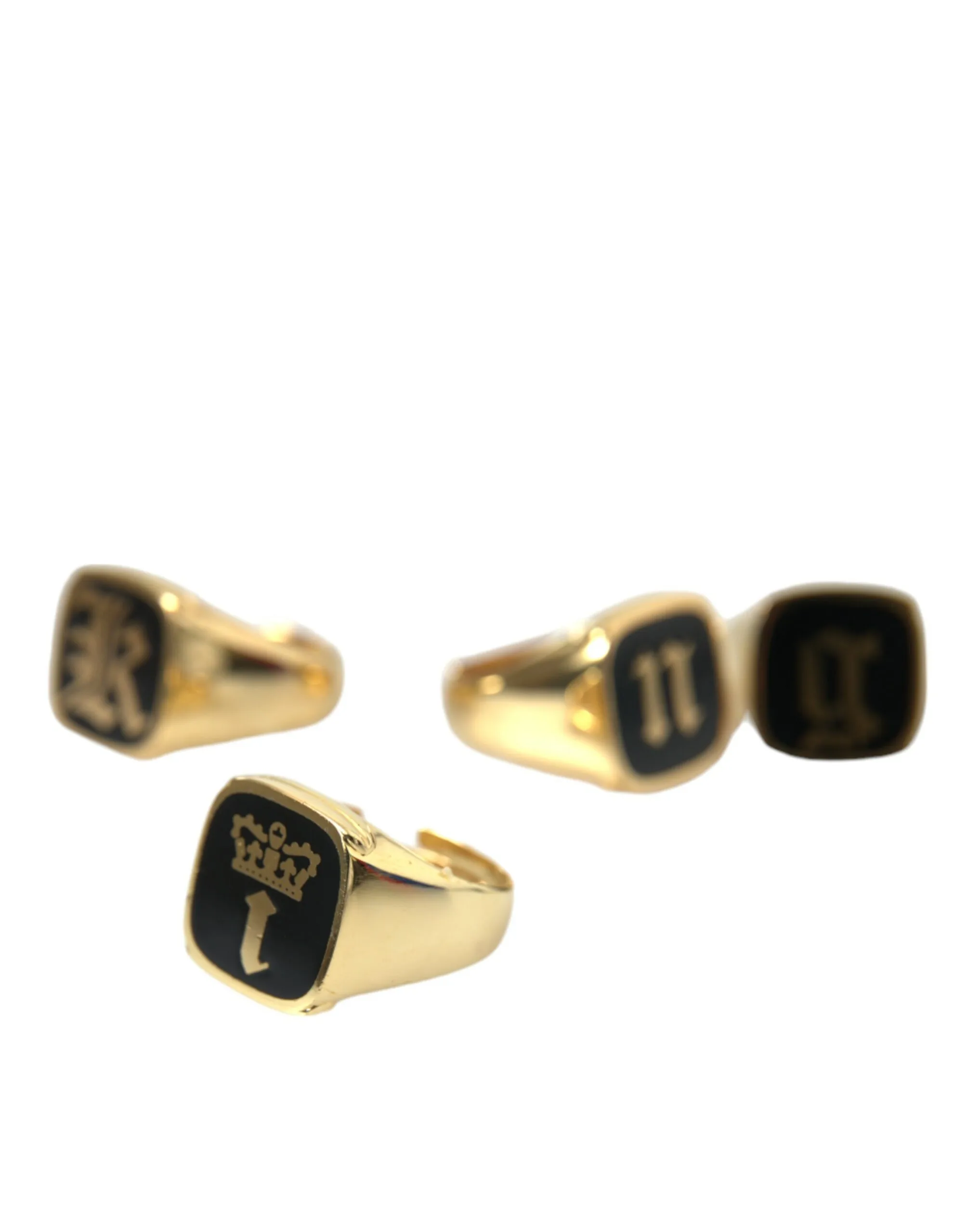 Gold Brass KING Enamel Set of 4 Ring - Image 8