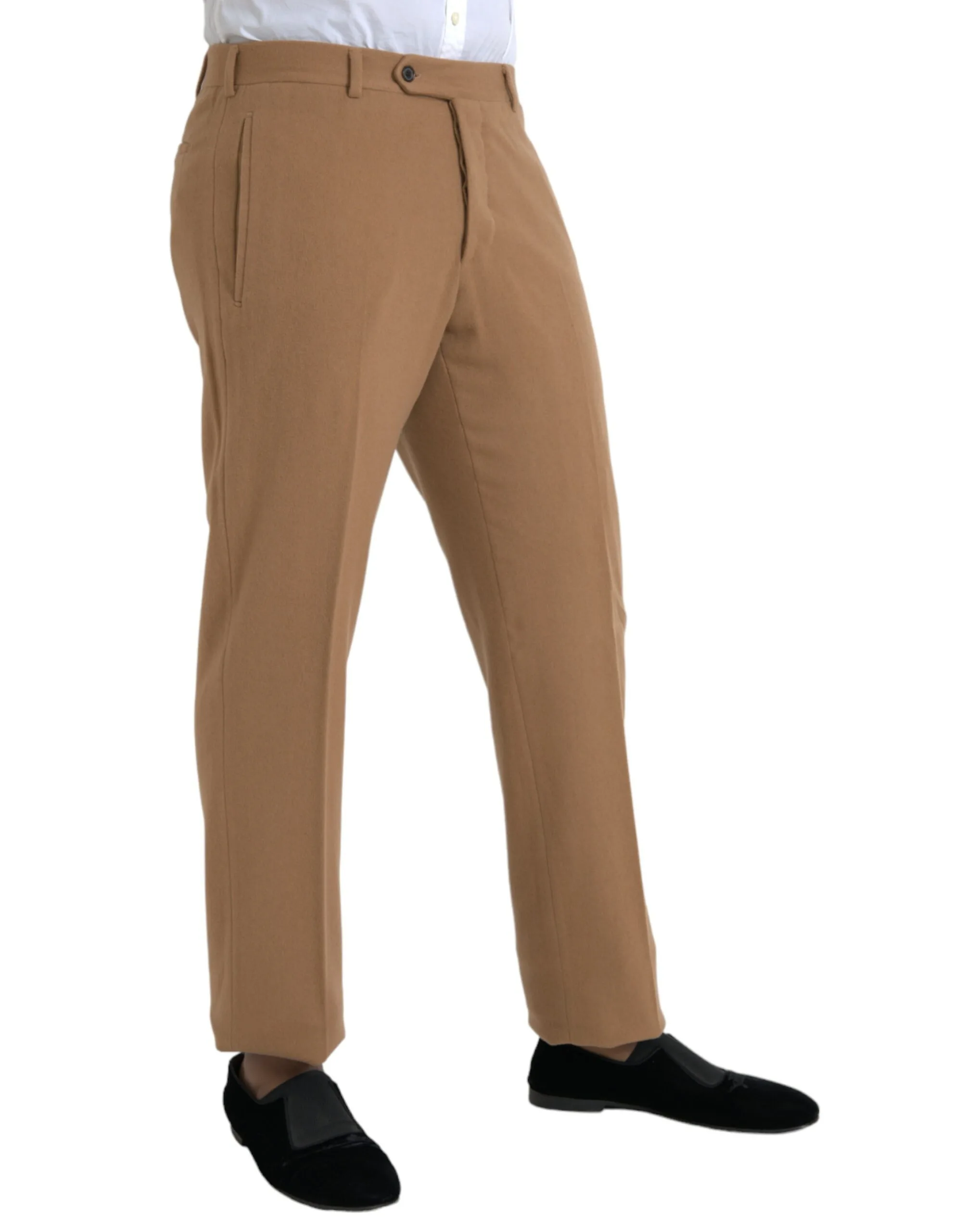Beige Cashmere Men Straight Fit Dress Pants - Image 2