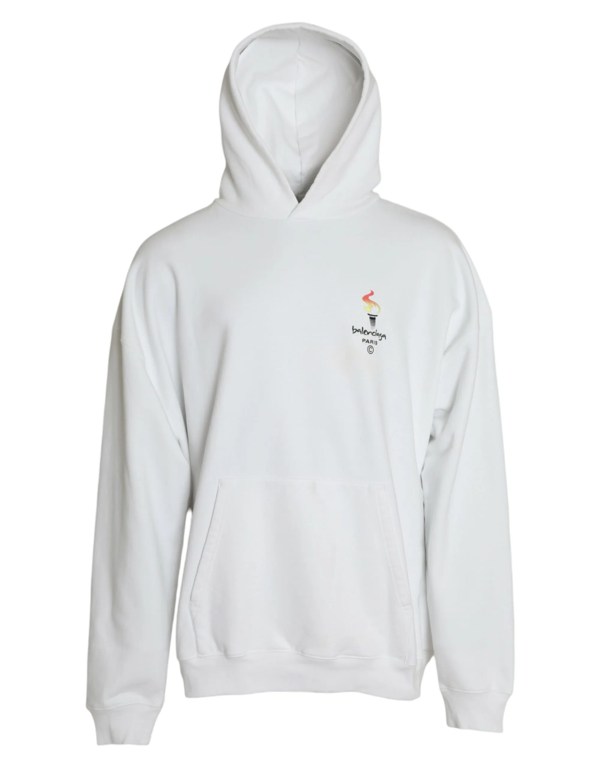 White Cotton Logo Hooded Pullover