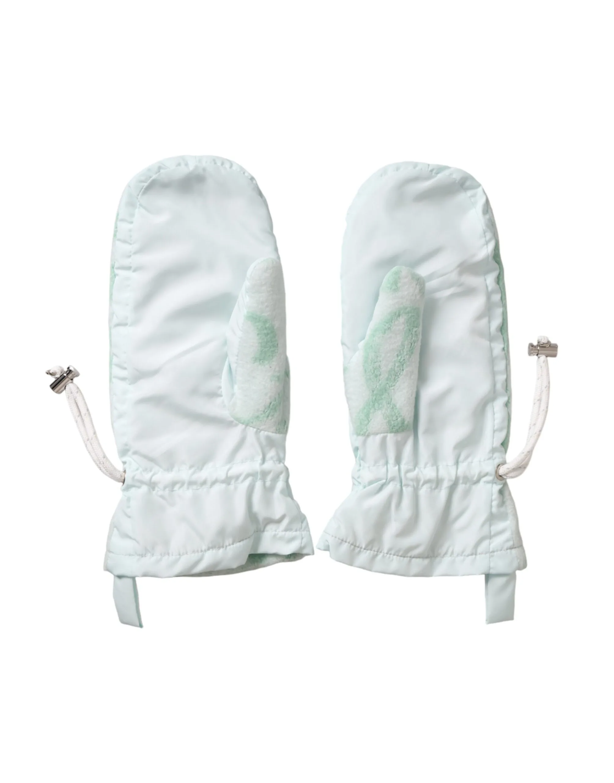 White Nylon Fleece Wrist Length Mitten Gloves - Image 2