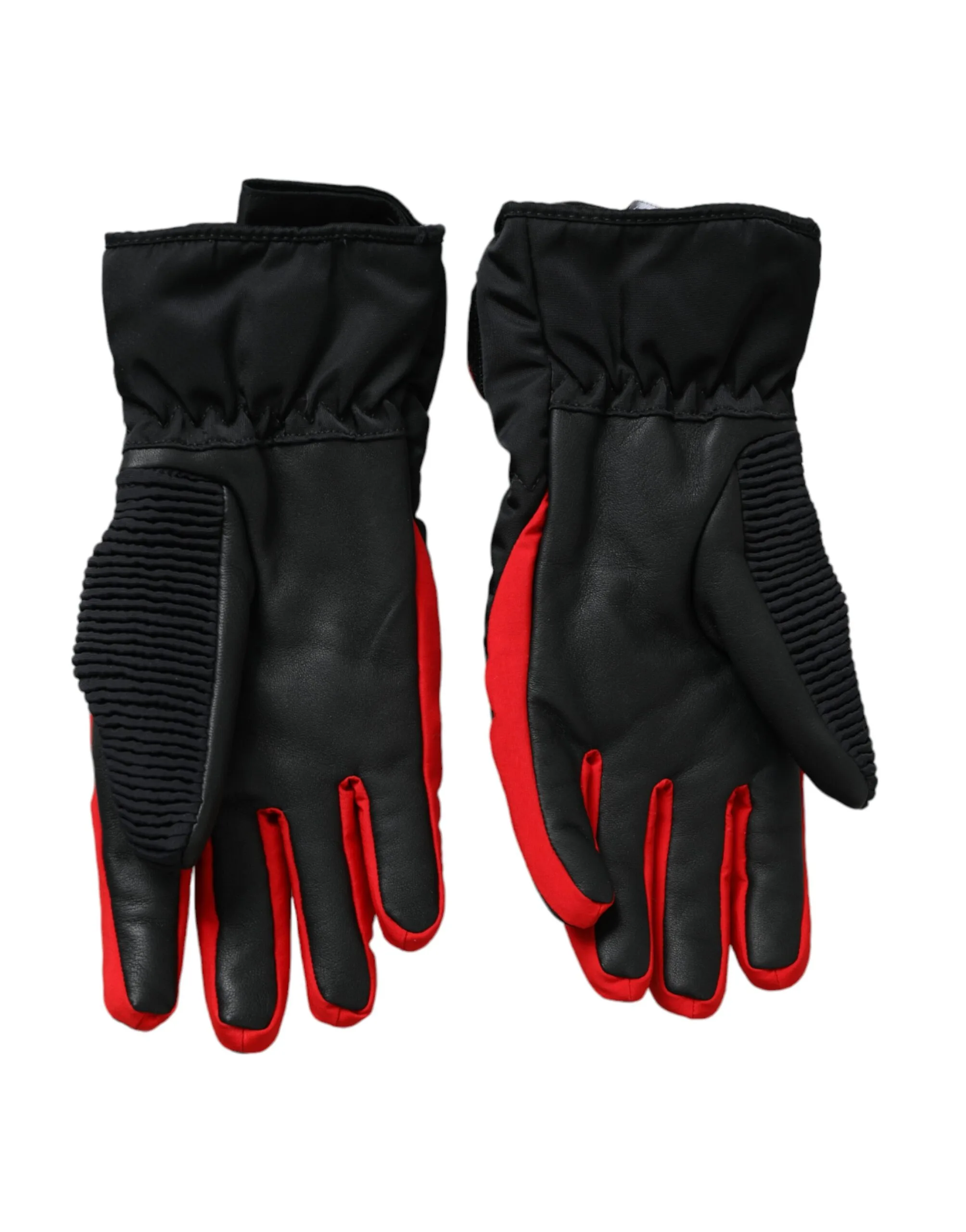 Black Red Nylon Wrist Length Gloves - Image 2
