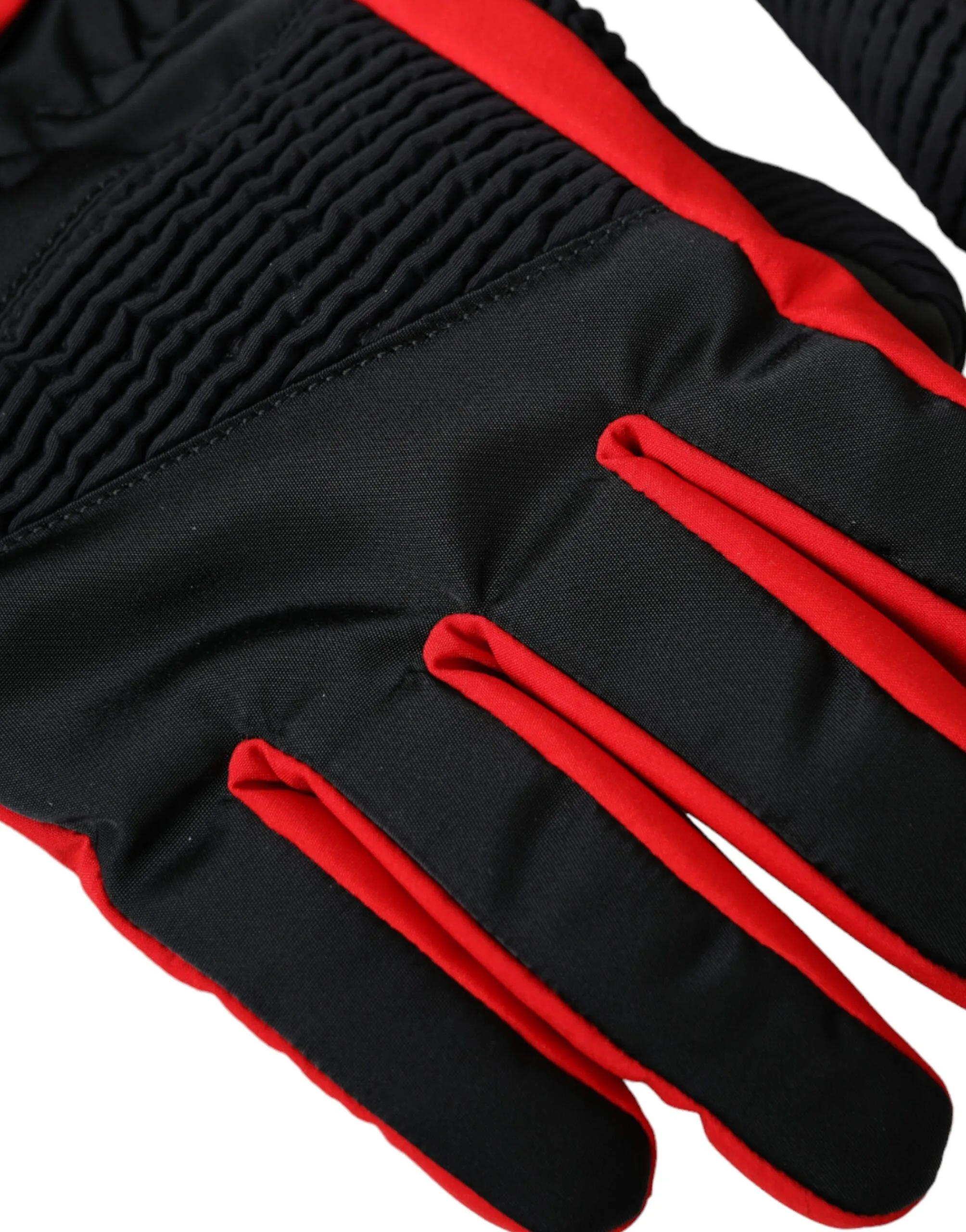 Black Red Nylon Wrist Length Gloves - Image 3