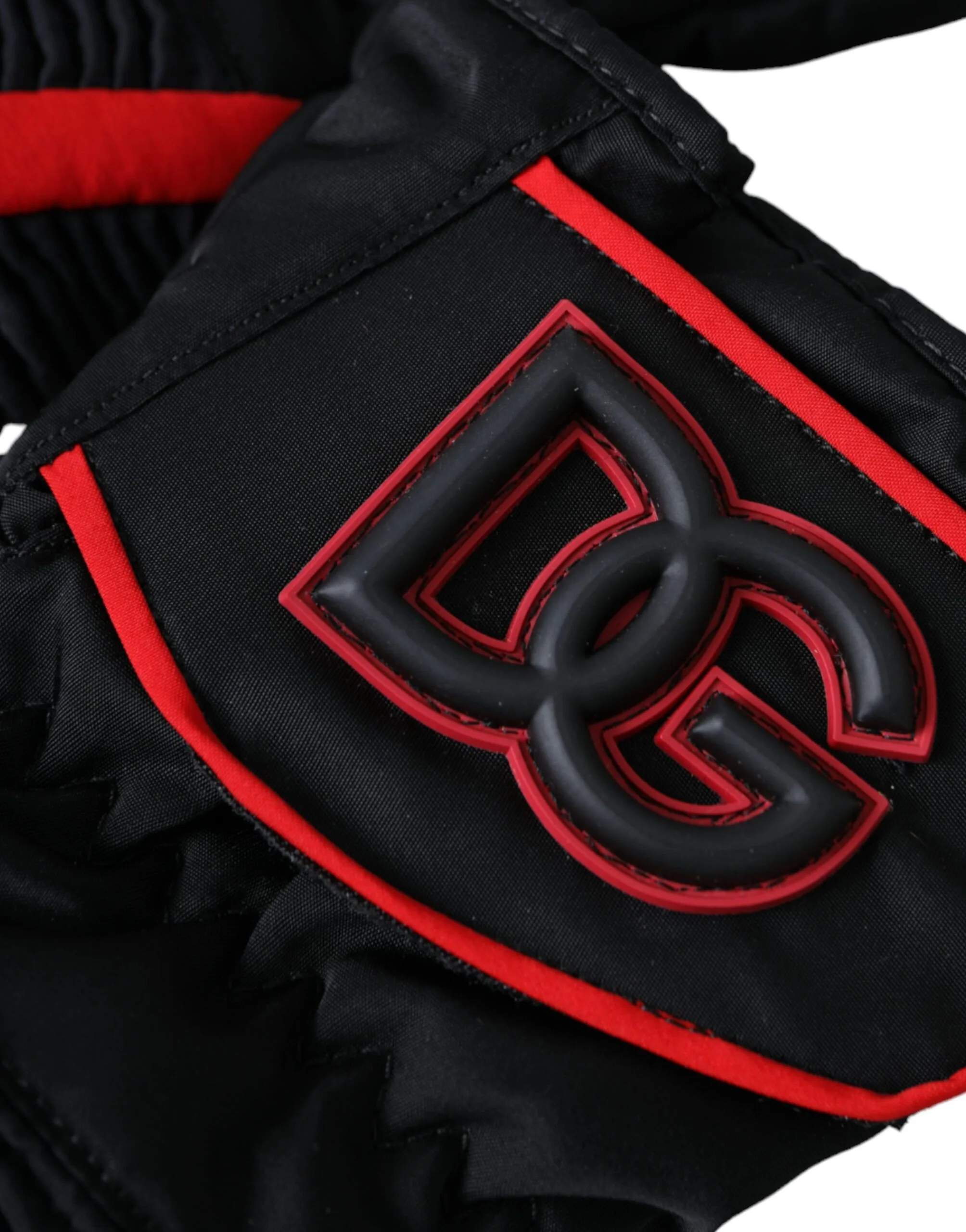 Black Red Nylon Wrist Length Gloves - Image 4