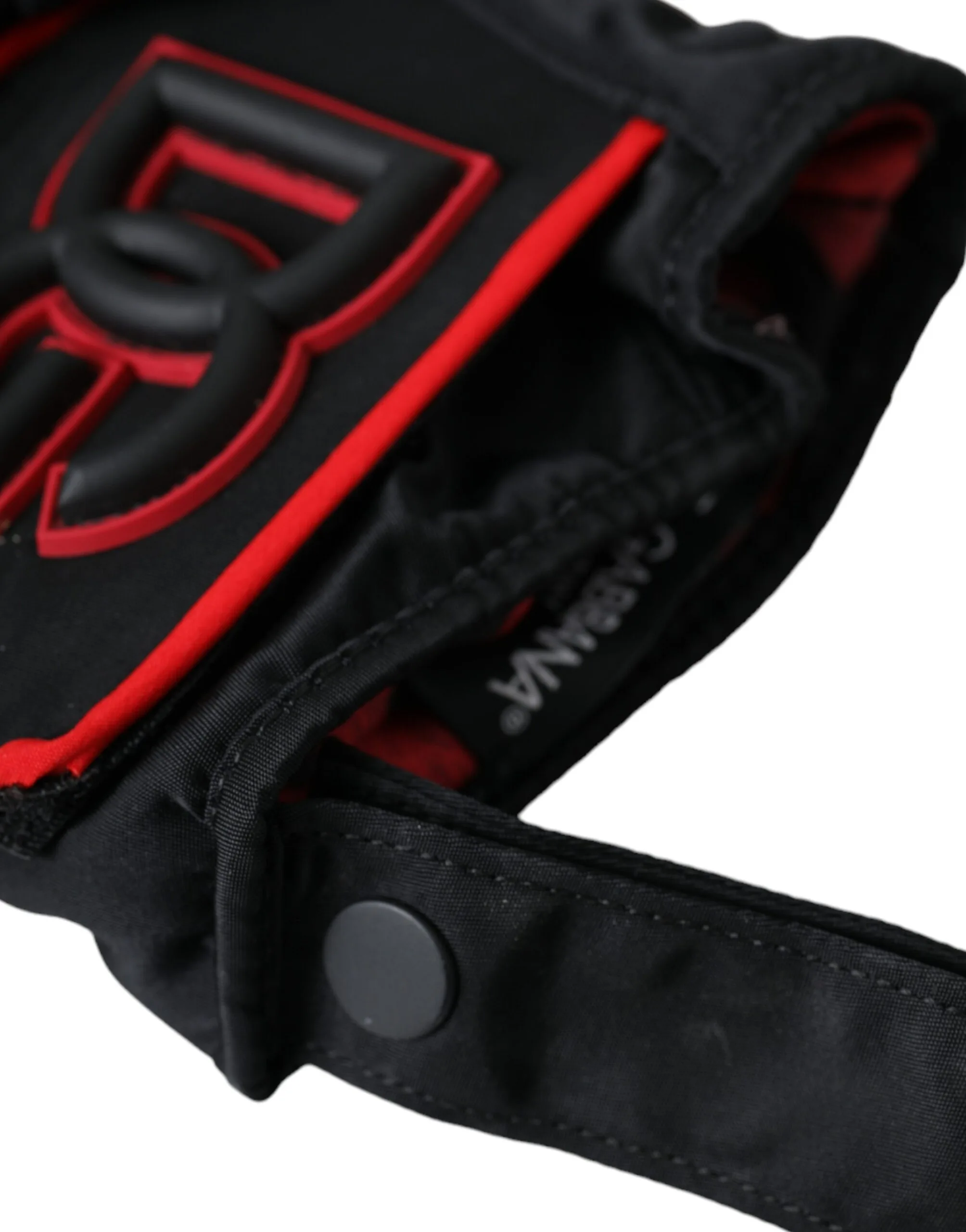 Black Red Nylon Wrist Length Gloves - Image 5