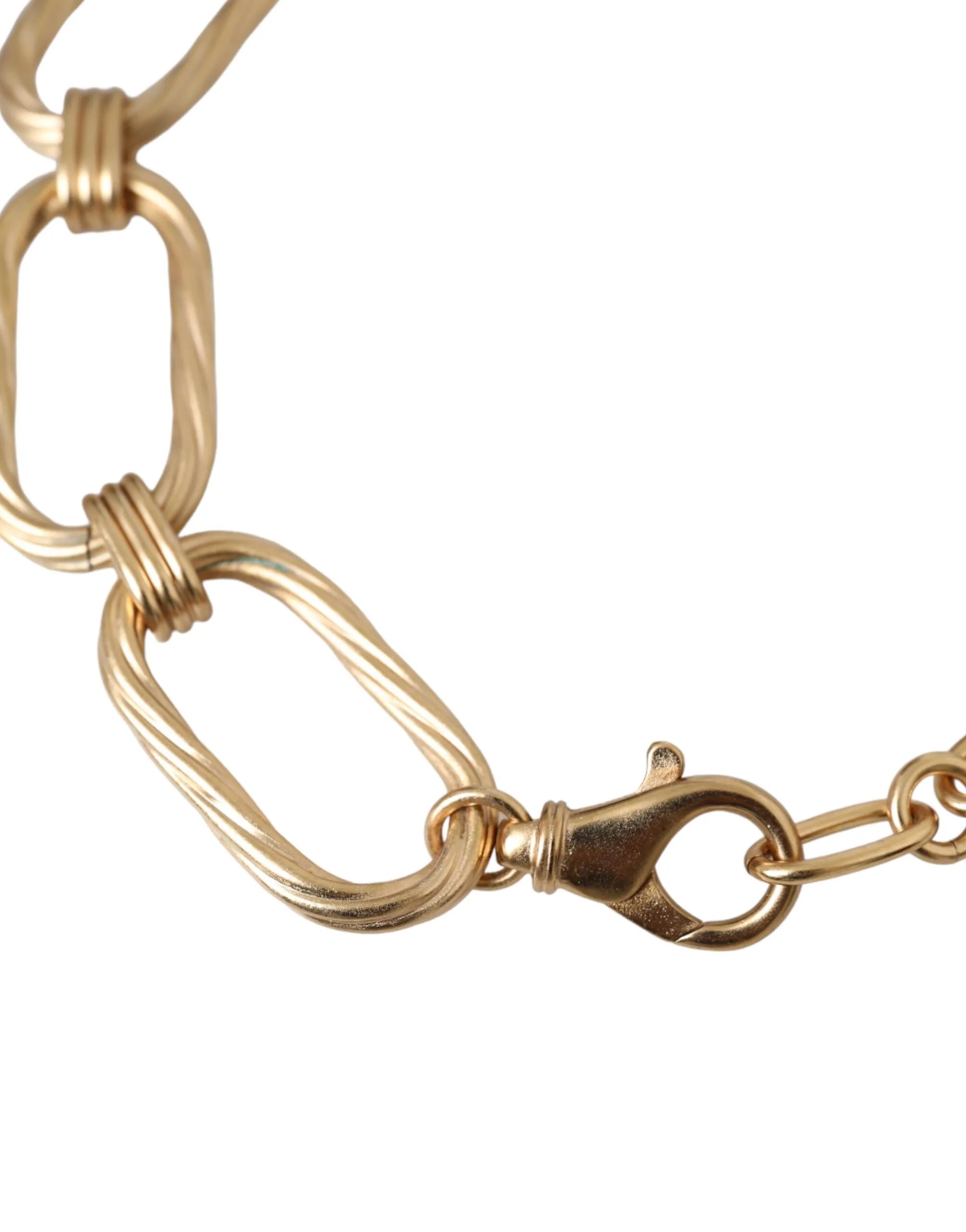 Gold Tone Brass Large Link Chain Jewelry Necklace - Image 2