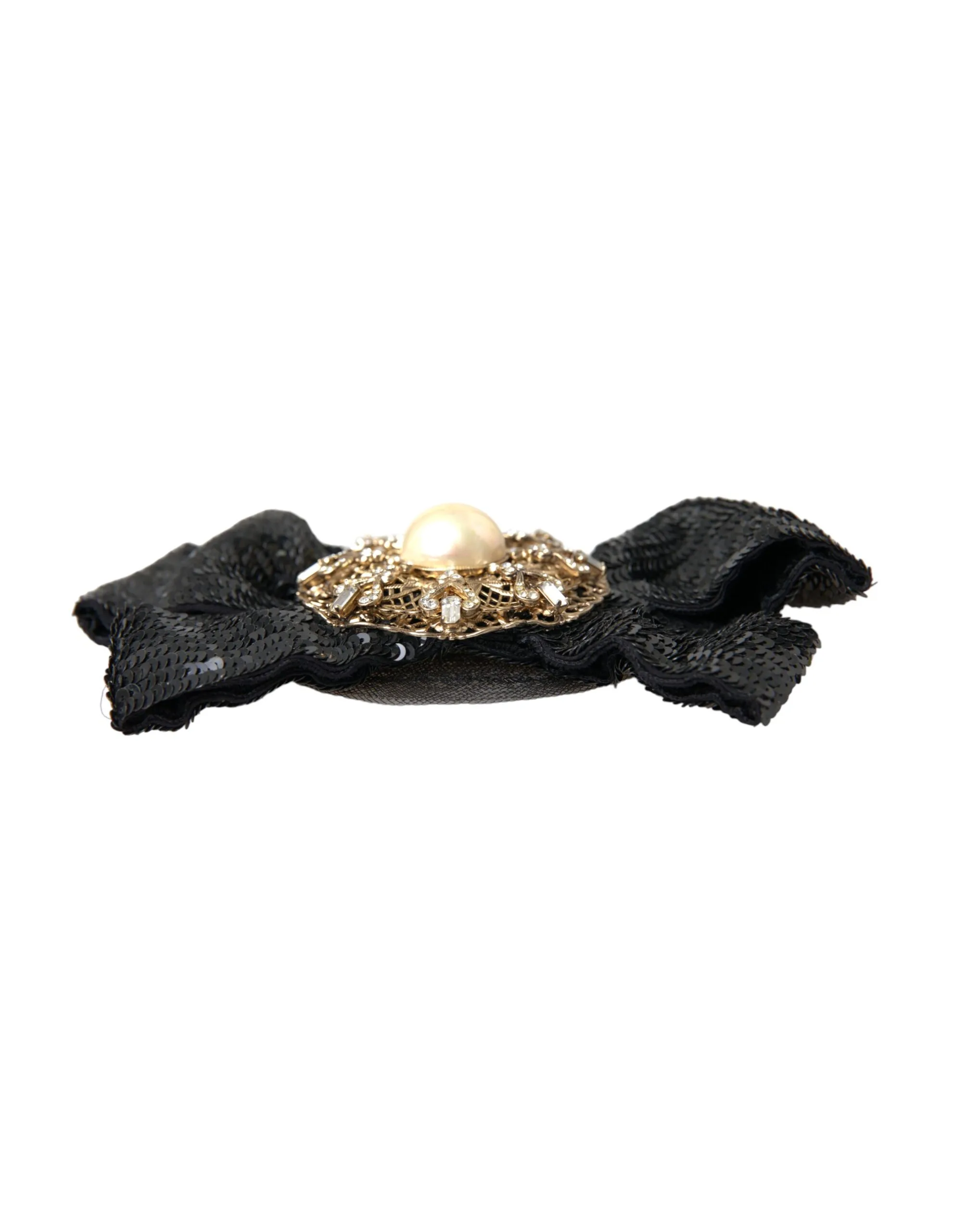 Black Sequin Pearl Handmade Brooch Hair Pin - Image 4