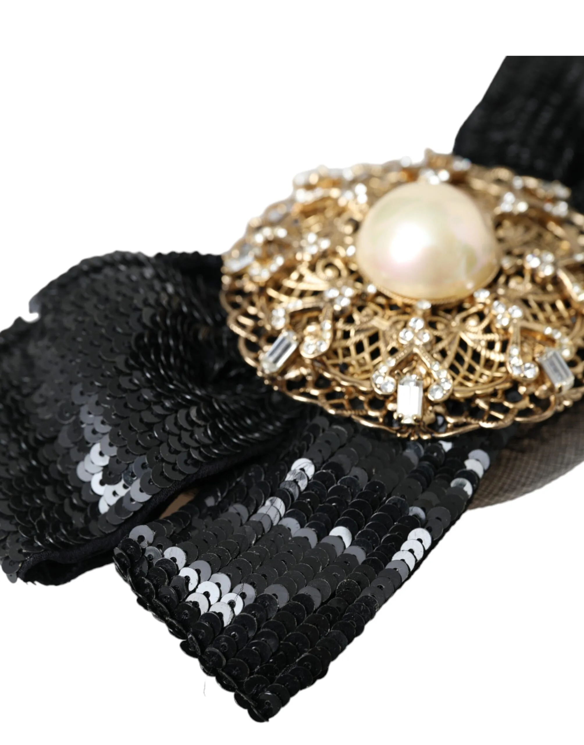 Black Sequin Pearl Handmade Brooch Hair Pin - Image 5