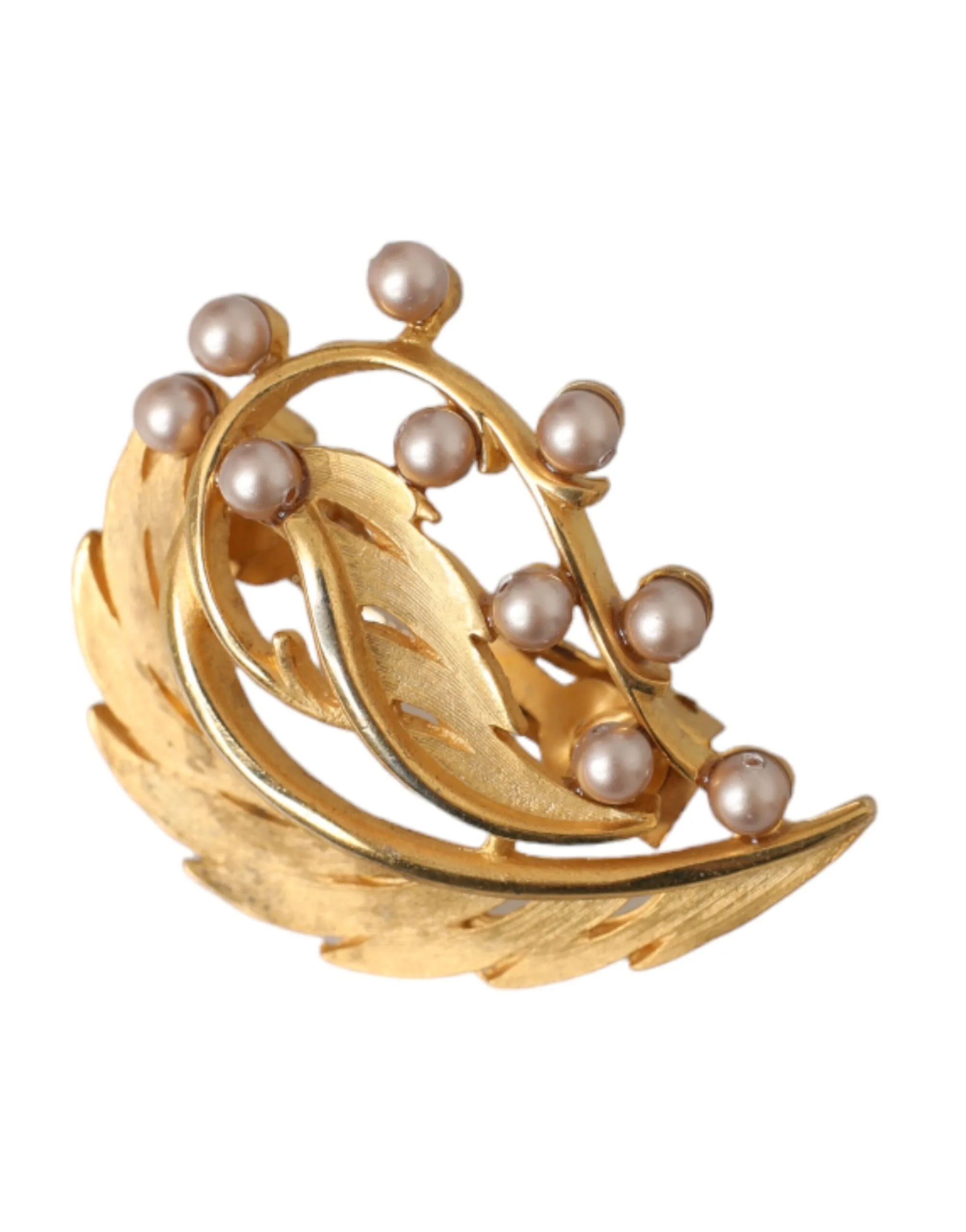 Gold Brass Leaf Embellished Jewelry Brooch Hair Pin - Image 2