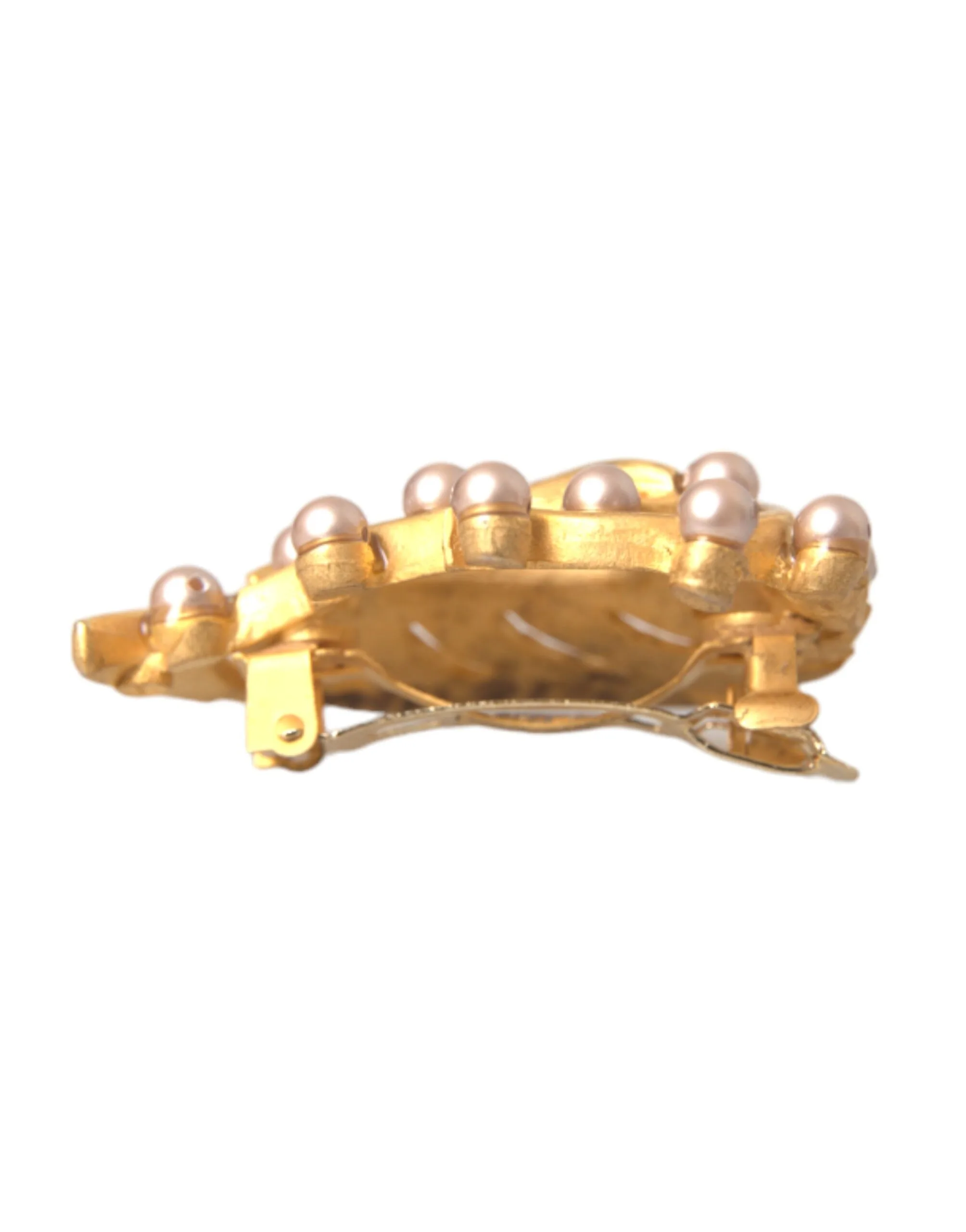 Gold Brass Leaf Embellished Jewelry Brooch Hair Pin - Image 5