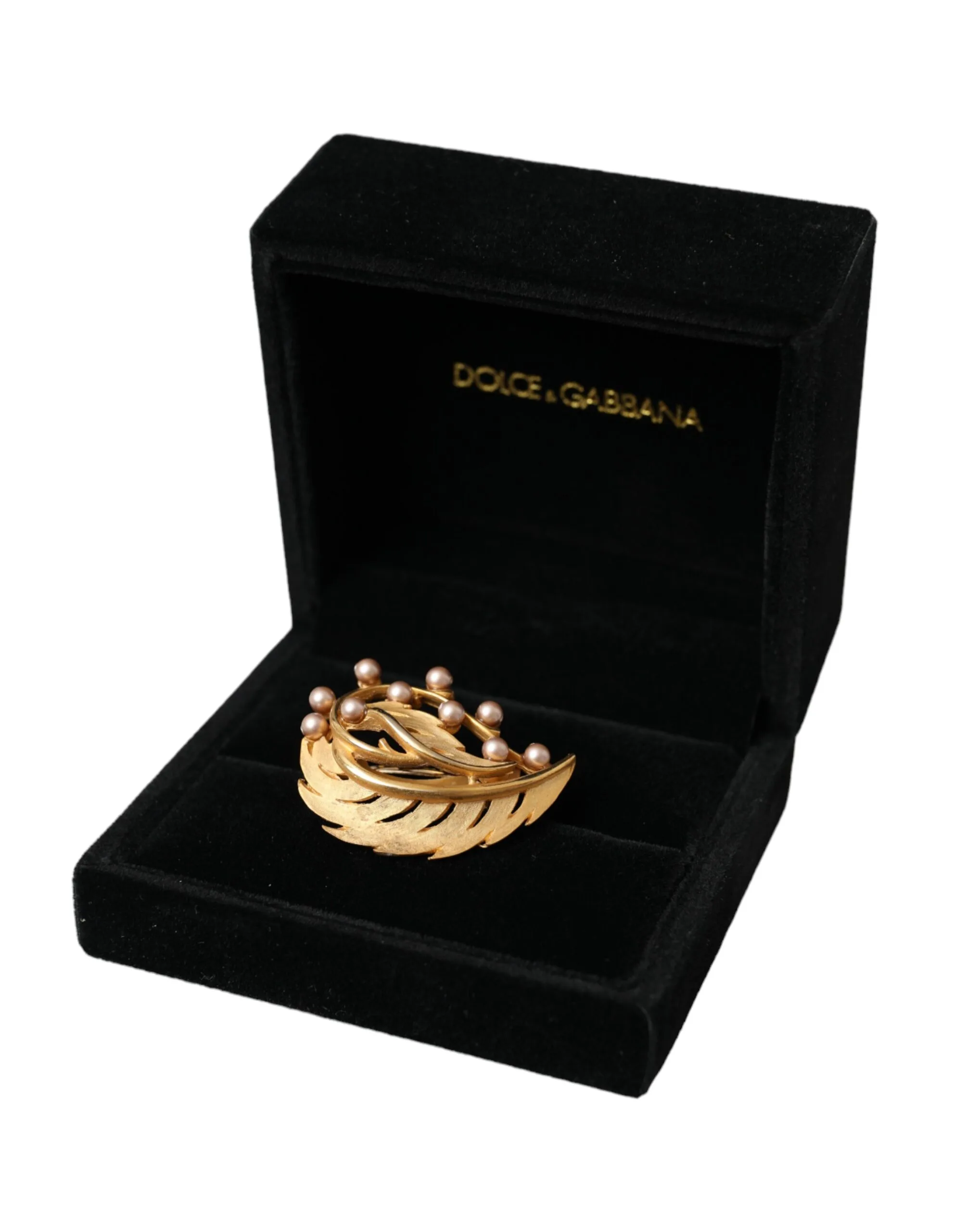 Gold Brass Leaf Embellished Jewelry Brooch Hair Pin - Image 6