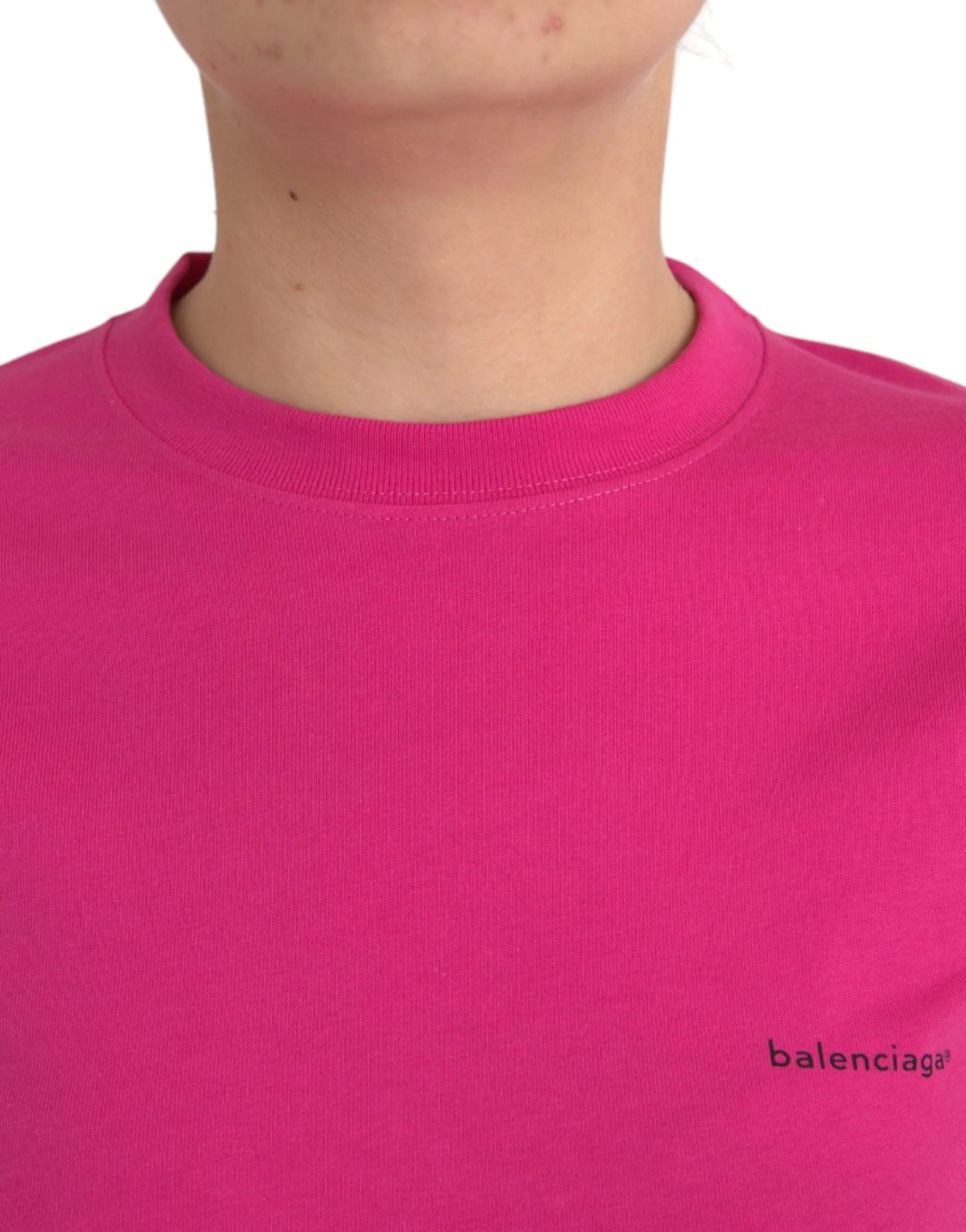 Pink Cotton Crew Neck Short Sleeves Tee T - shirt - Image 4