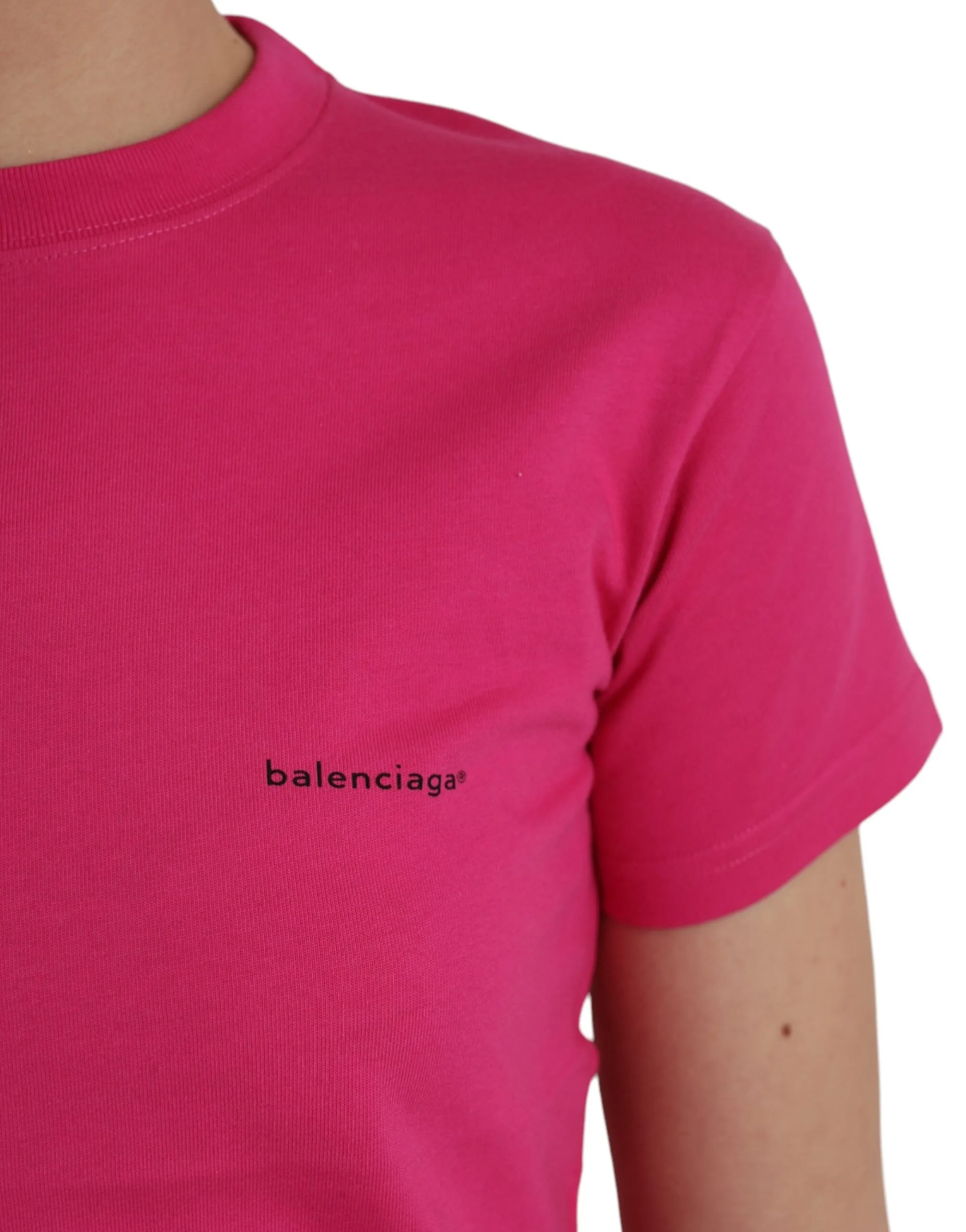 Pink Cotton Crew Neck Short Sleeves Tee T - shirt - Image 5