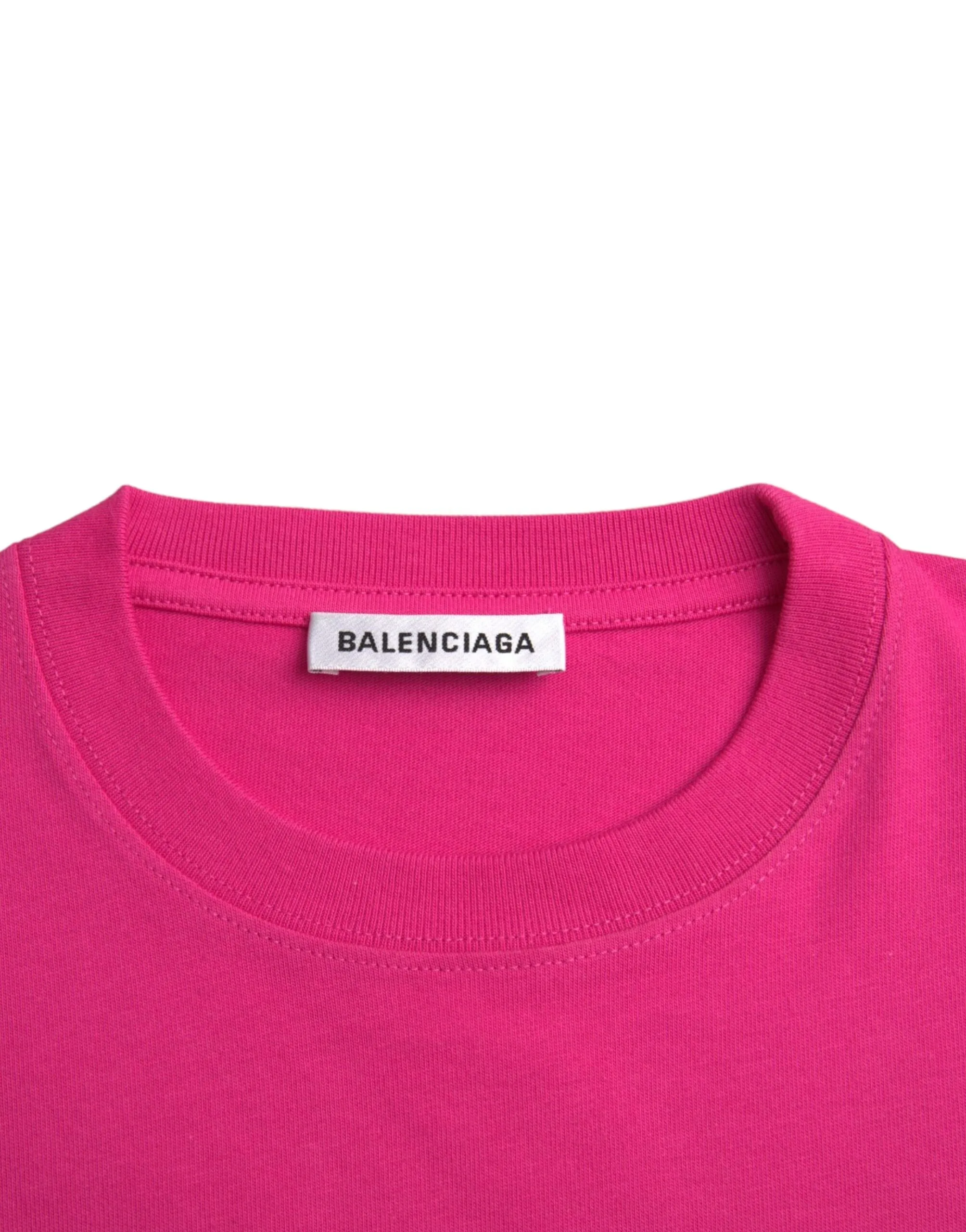 Pink Cotton Crew Neck Short Sleeves Tee T - shirt - Image 6