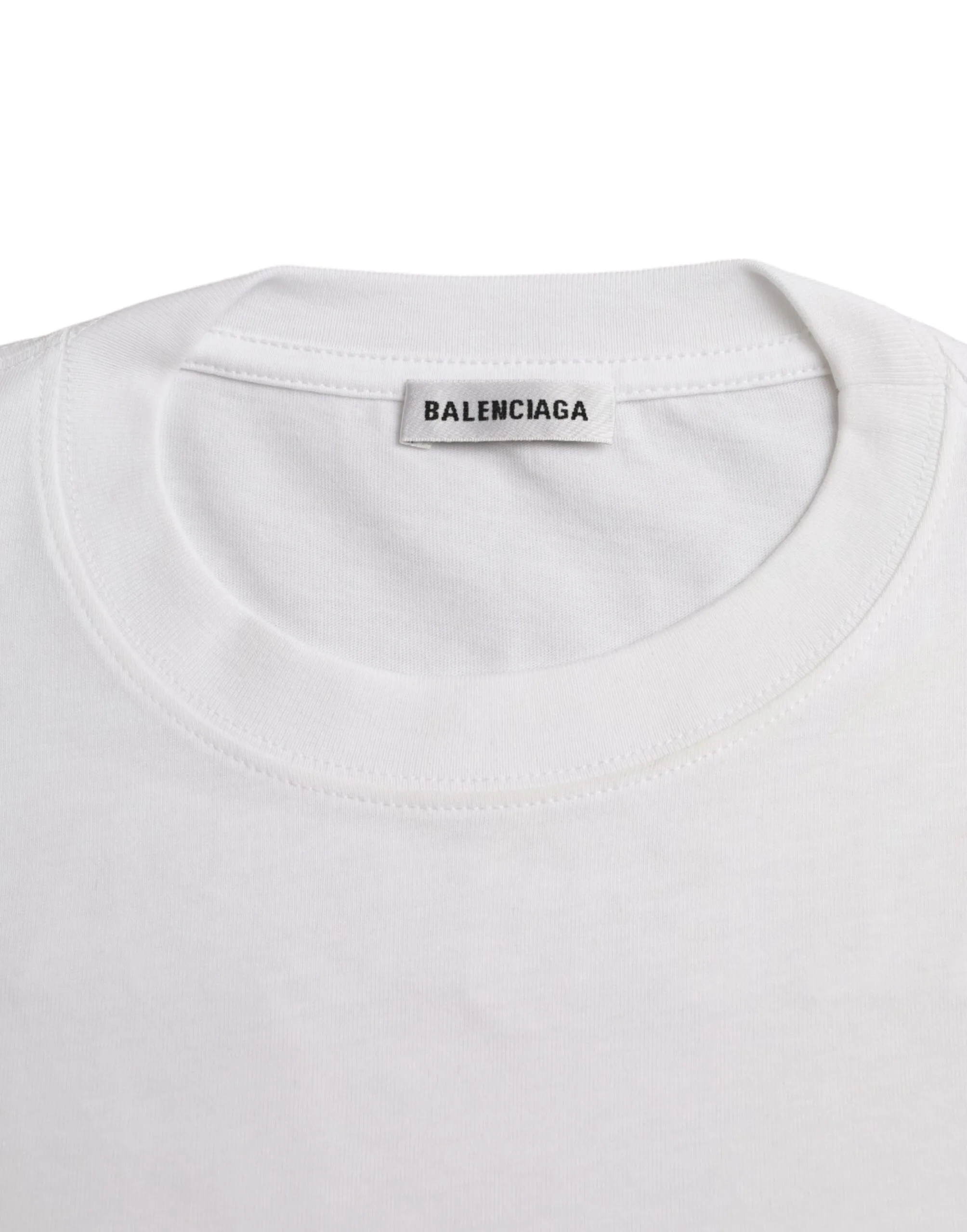 White Cotton Crew Neck Short Sleeves T - shirt - Image 6