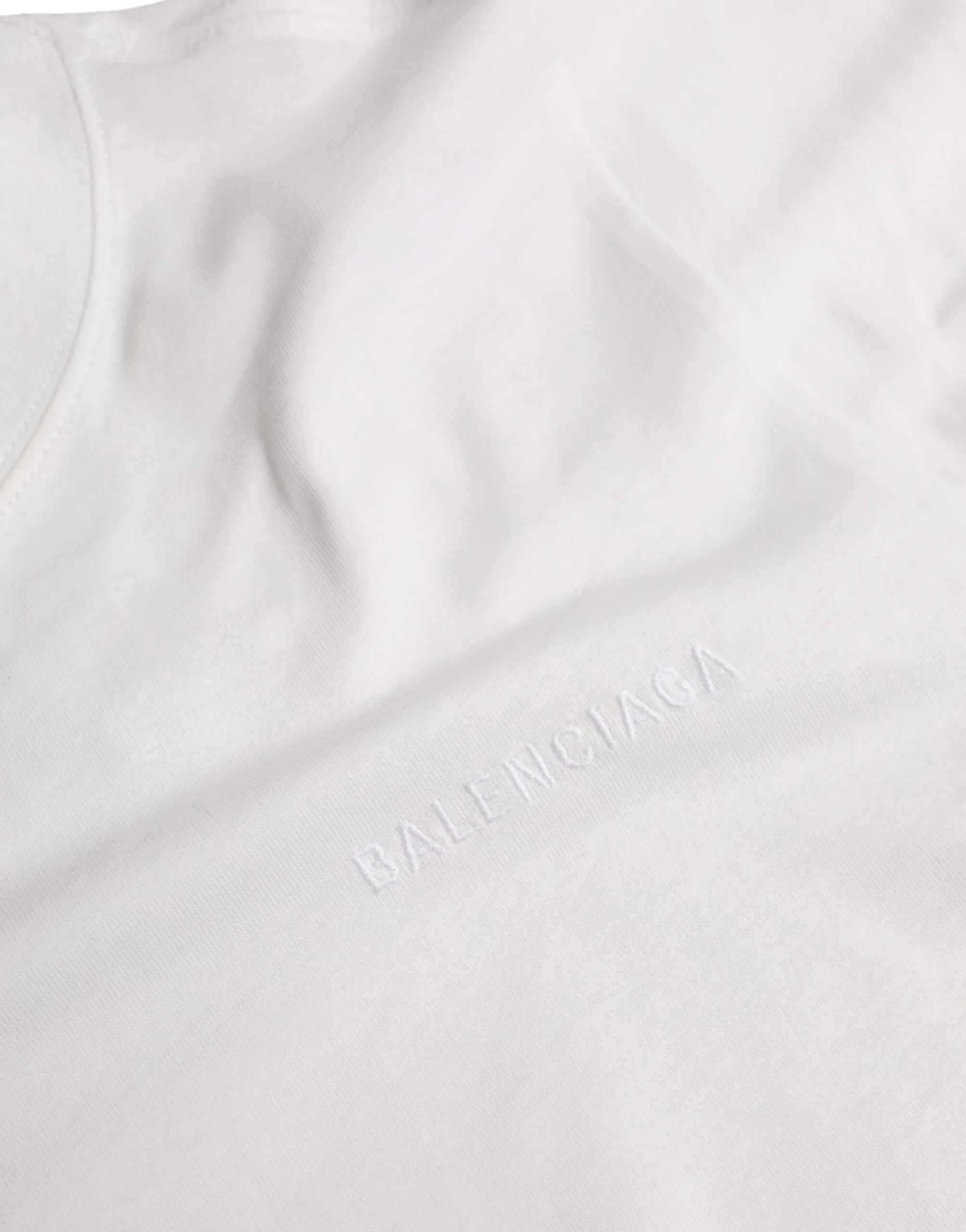 White Cotton Crew Neck Short Sleeves T - shirt - Image 7