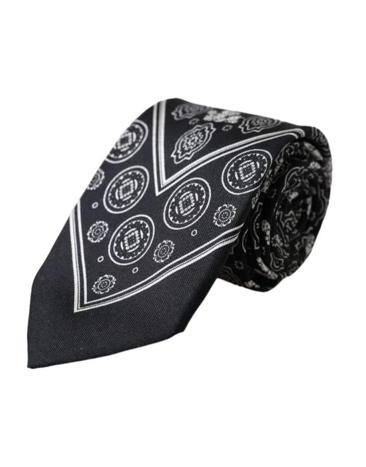 Dark Gray Patterned 100%Silk Adjustable Tie