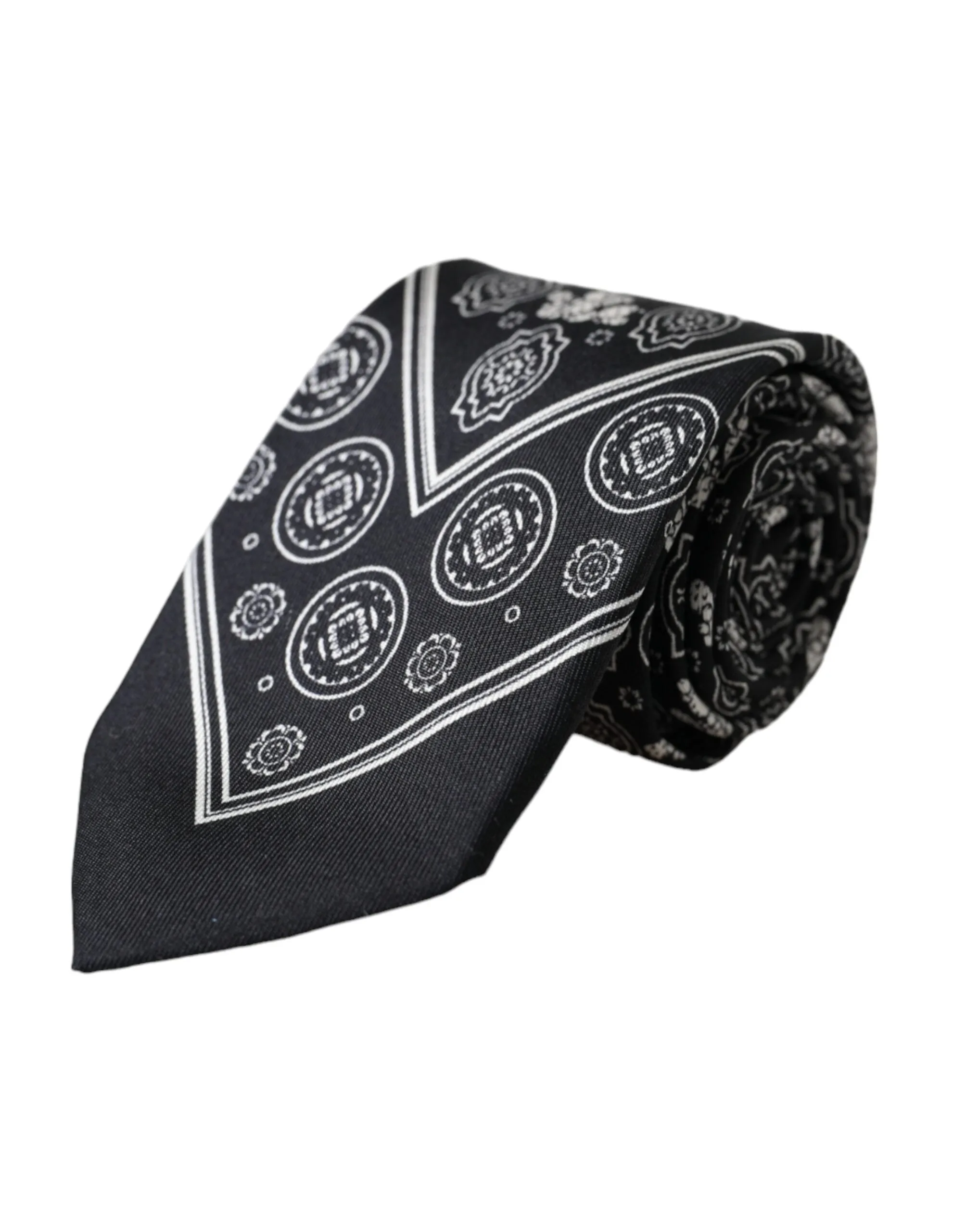 Dark Gray Patterned 100%Silk Adjustable Tie