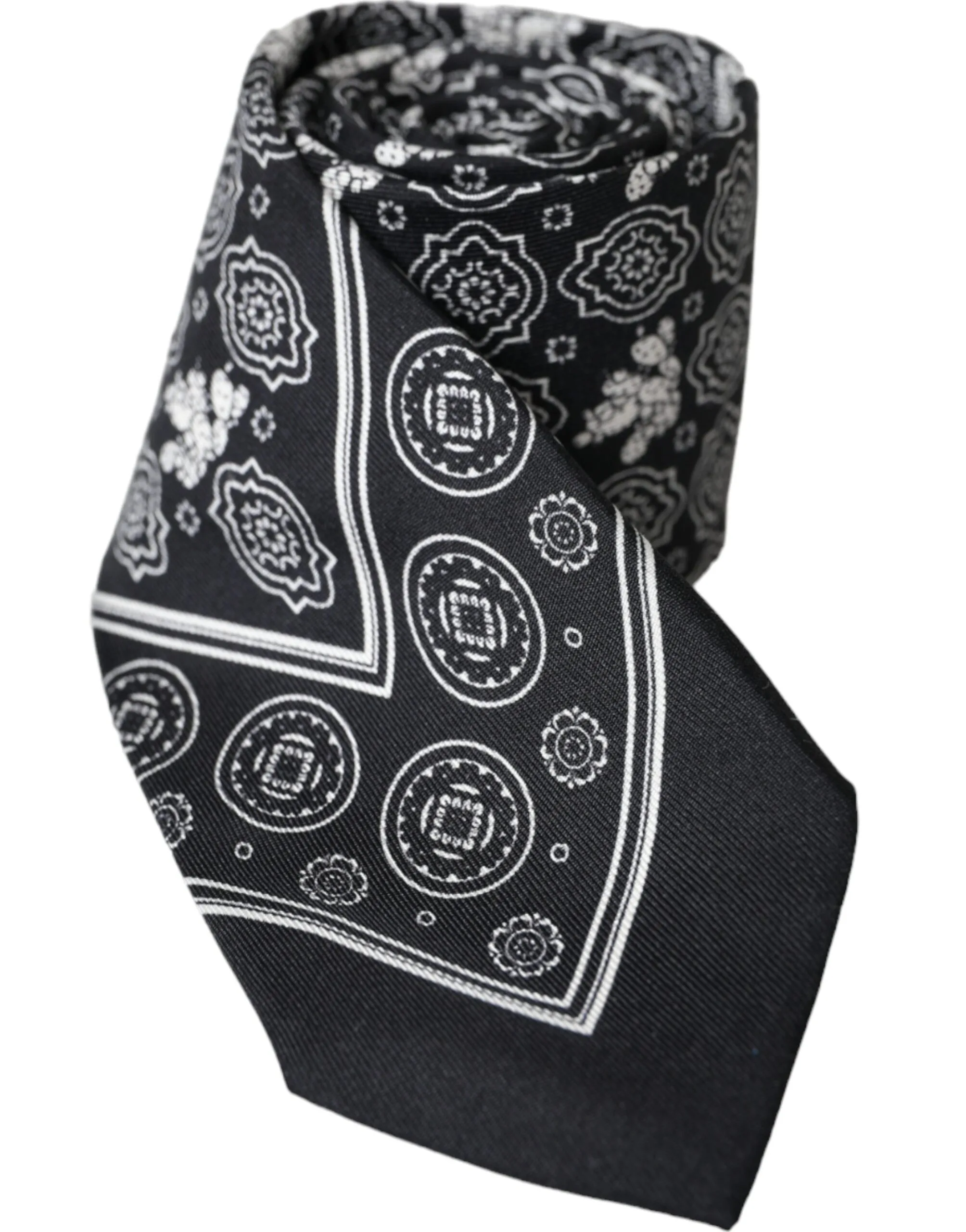 Dark Gray Patterned 100%Silk Adjustable Tie - Image 2