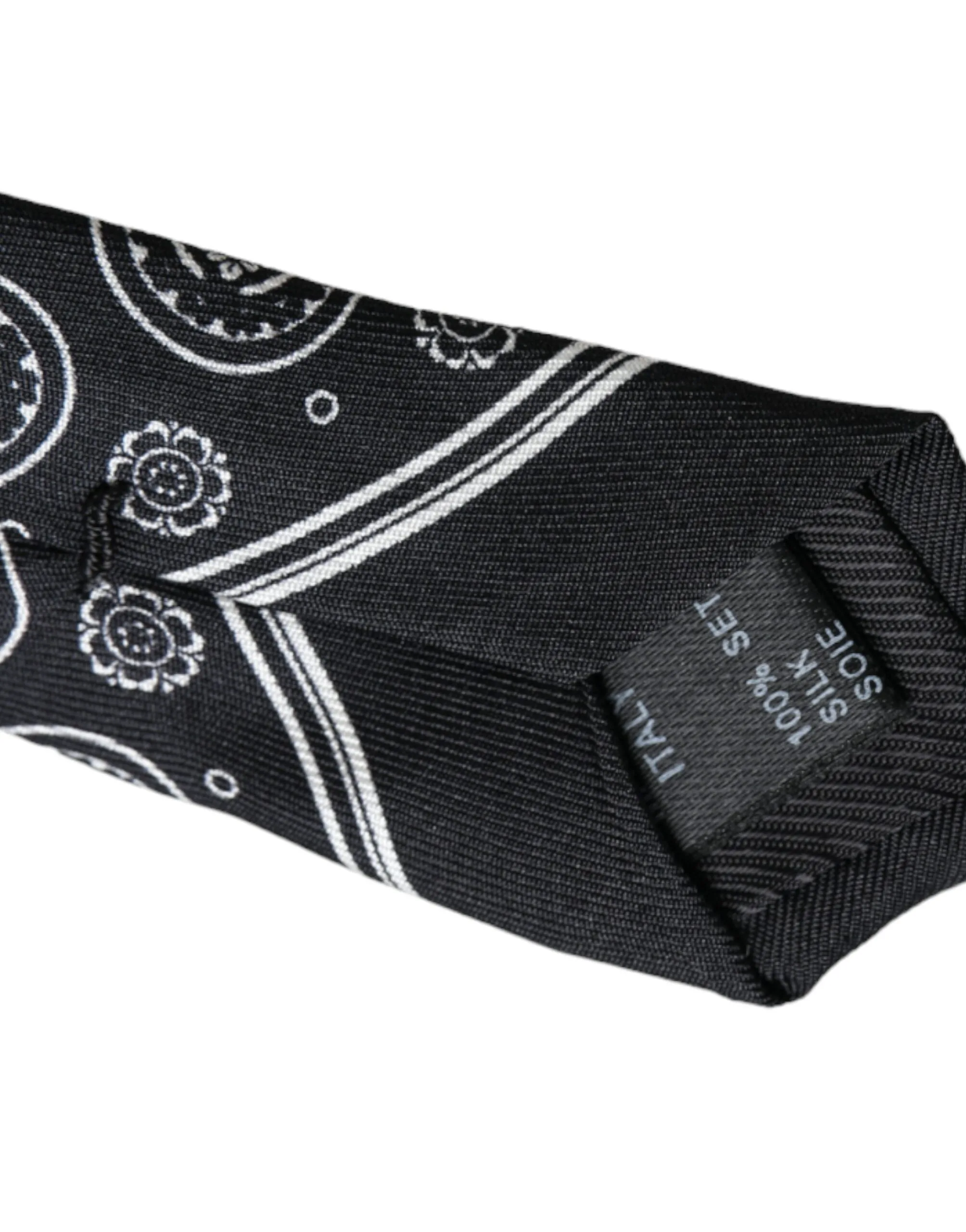 Dark Gray Patterned 100%Silk Adjustable Tie - Image 5