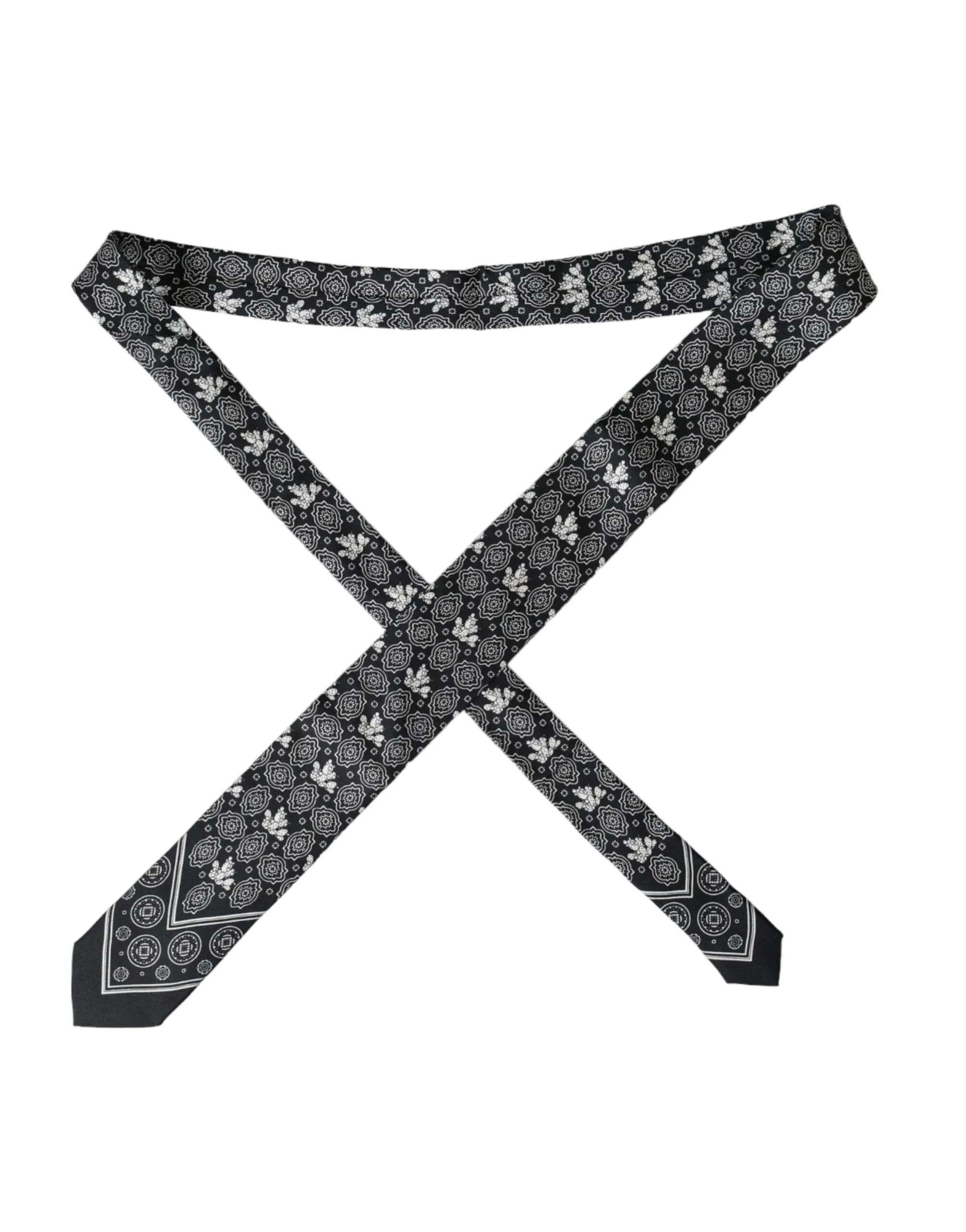 Dark Gray Patterned 100%Silk Adjustable Tie - Image 6