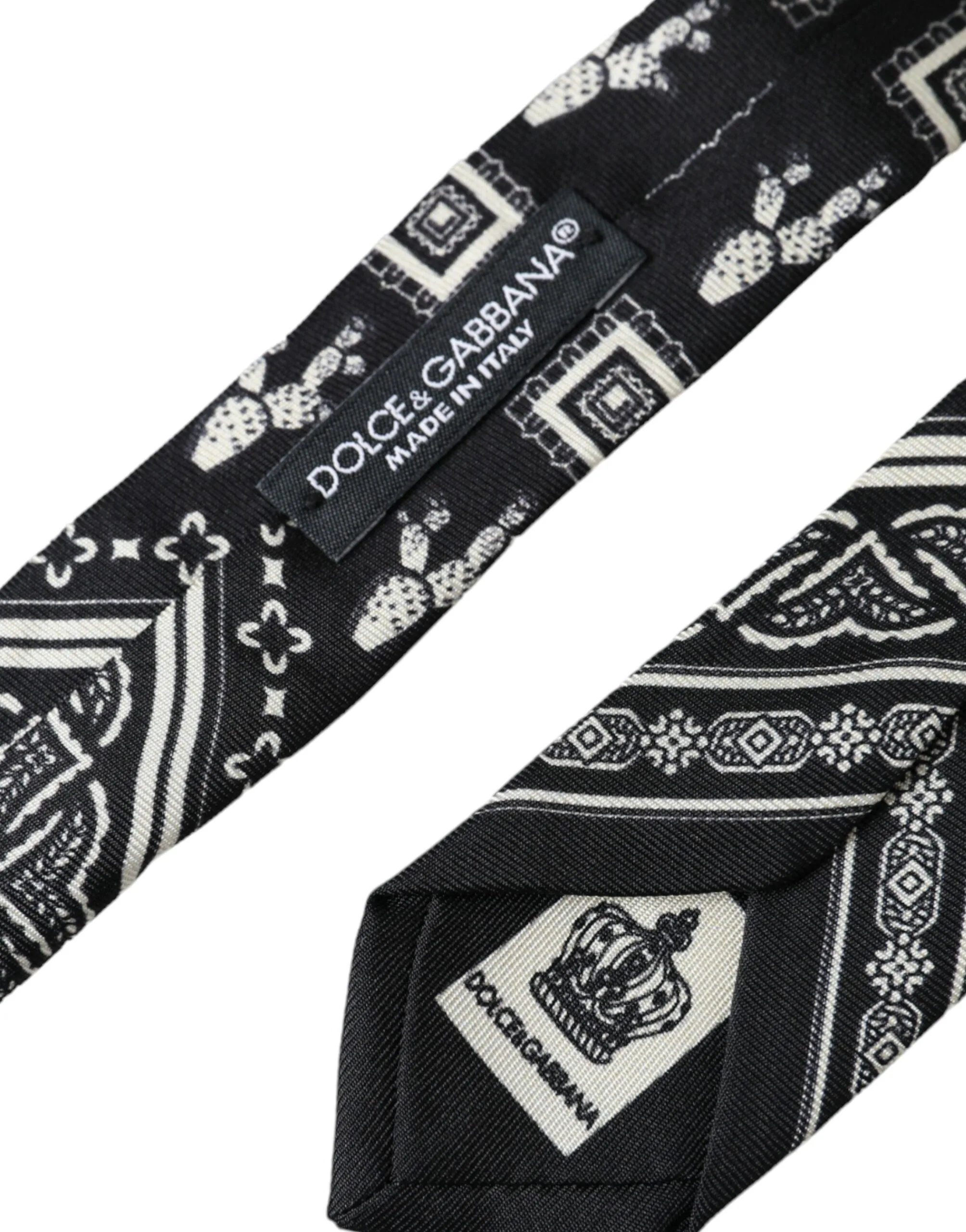 Black Patterned 100%Silk Adjustable Tie - Image 3